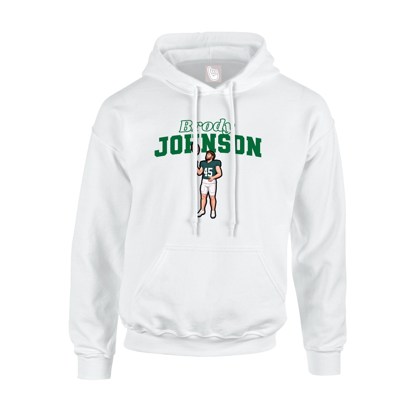 Youth Hoodie — Name Arch in White