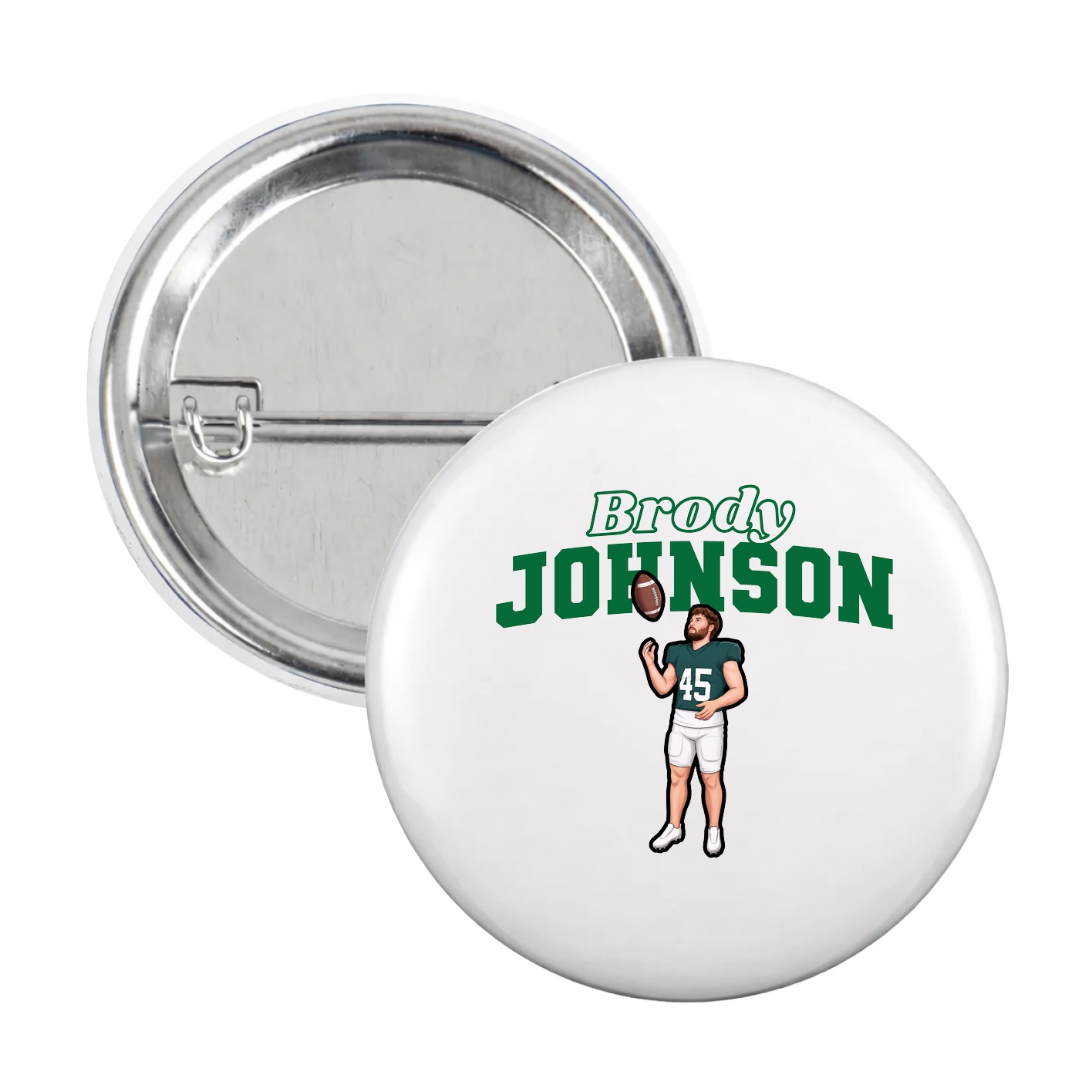 Game Day Button — Name Arch in White