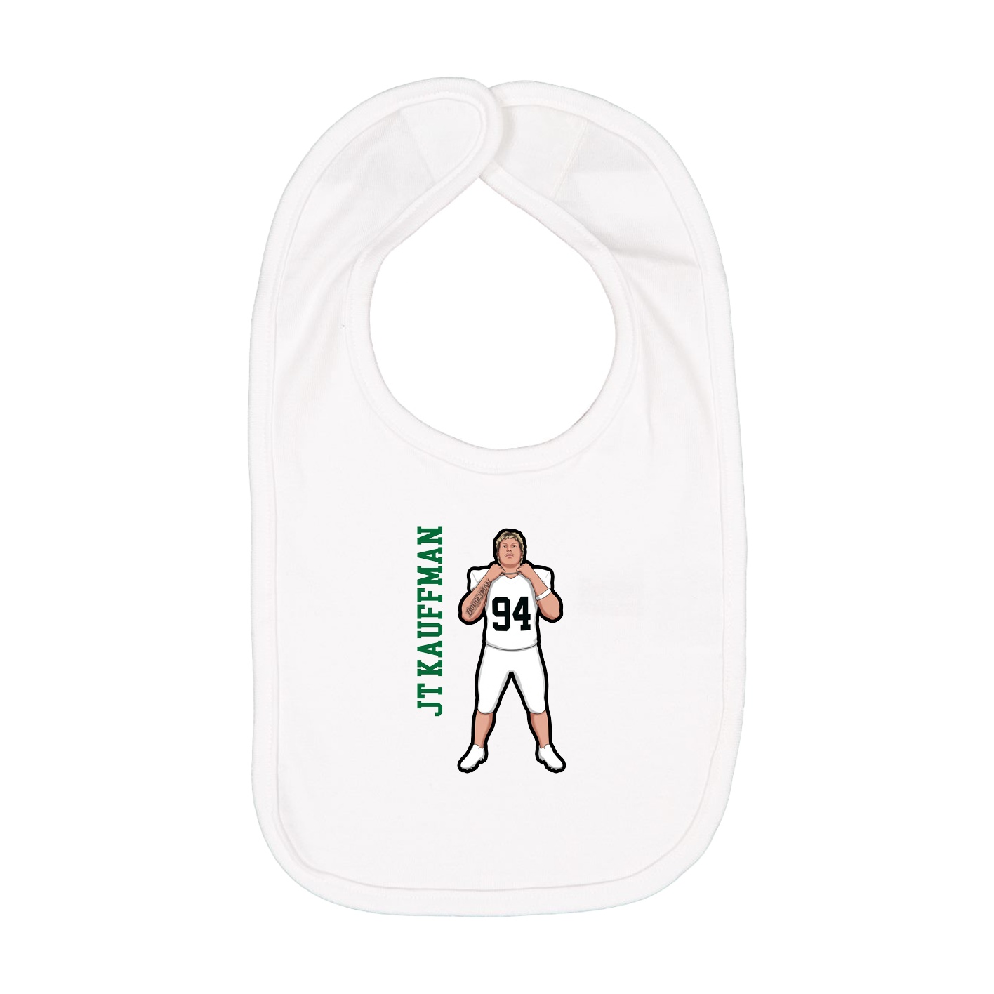 Infant Bib — Name Vertical in White