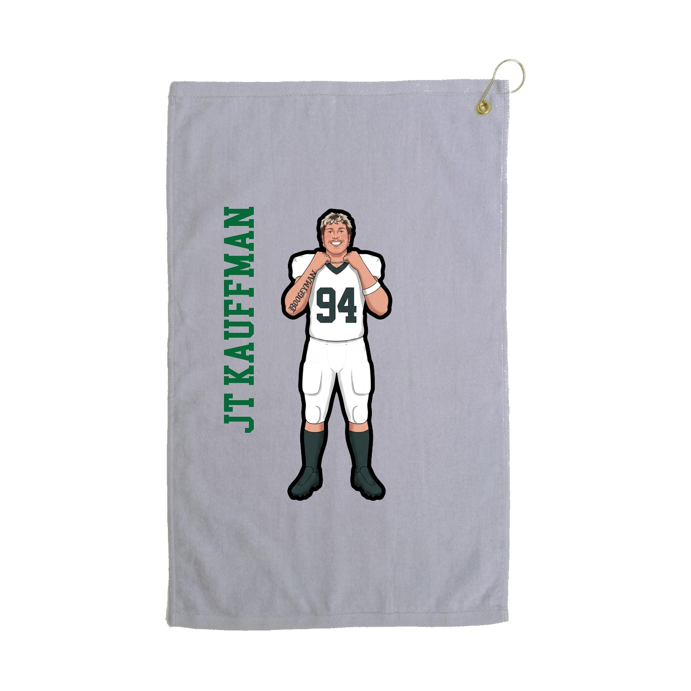 Golf Towel — Name Vertical in Grey