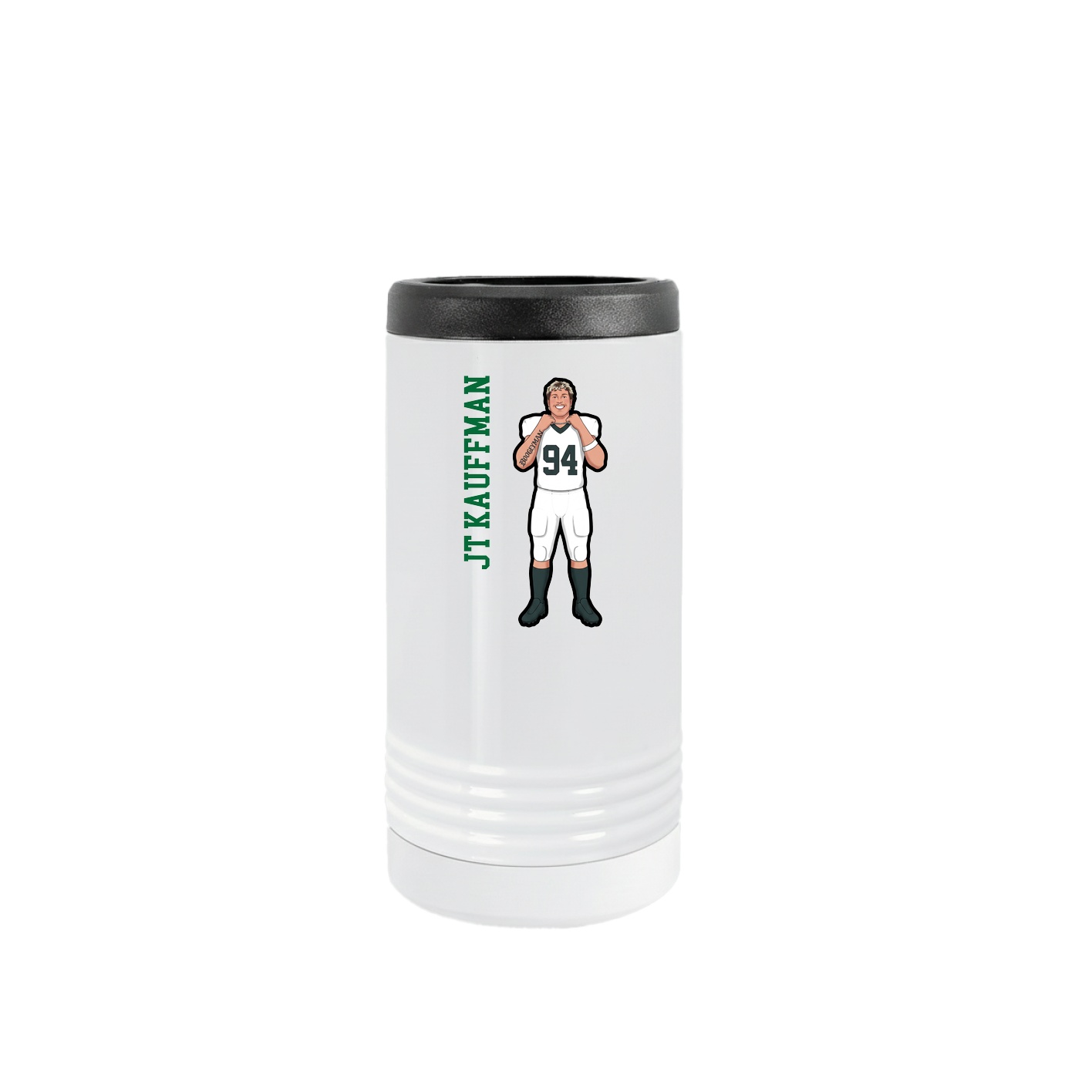 Slim Beverage Holder — Name Vertical in White