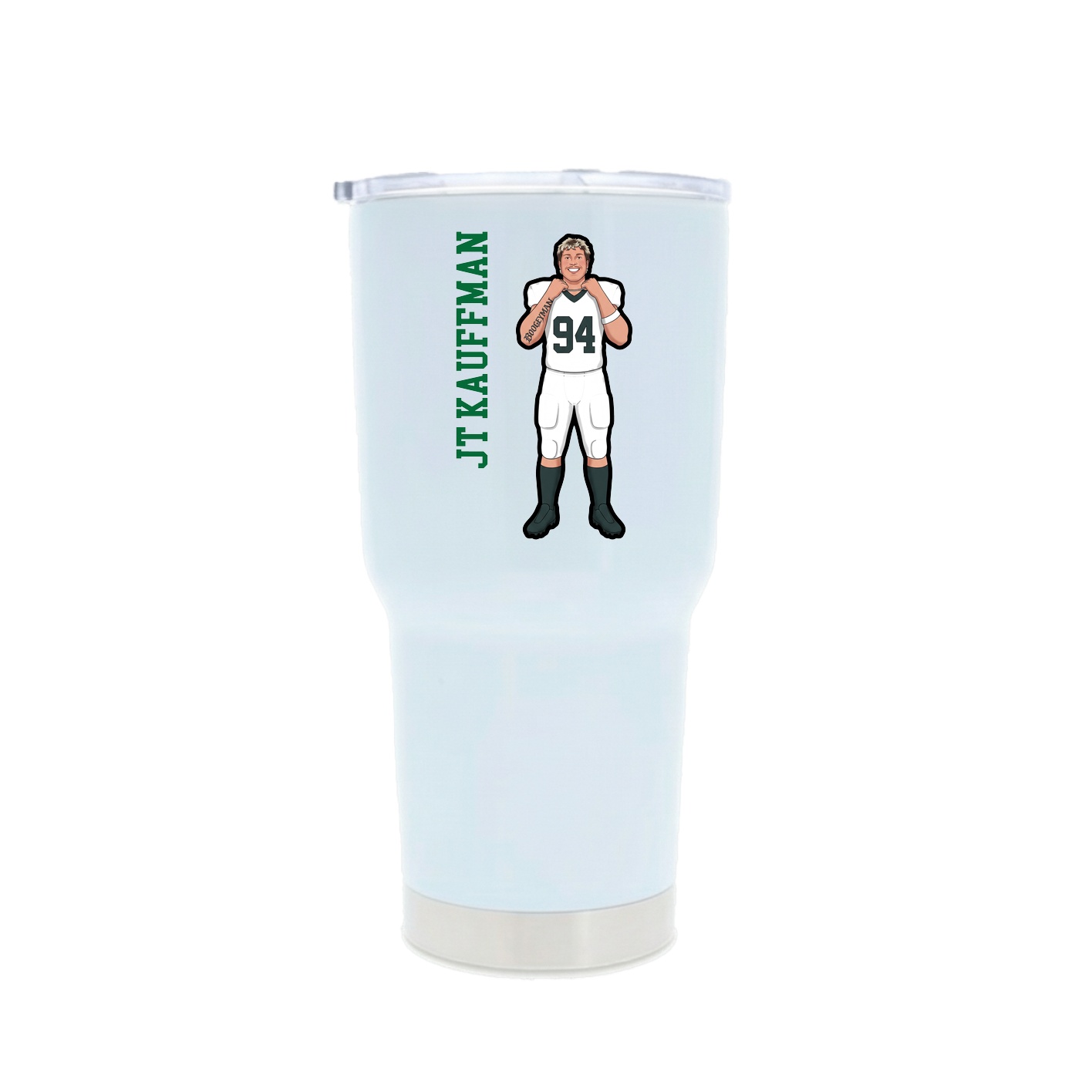 30oz Stainless Steel Tumbler — Name Vertical in White