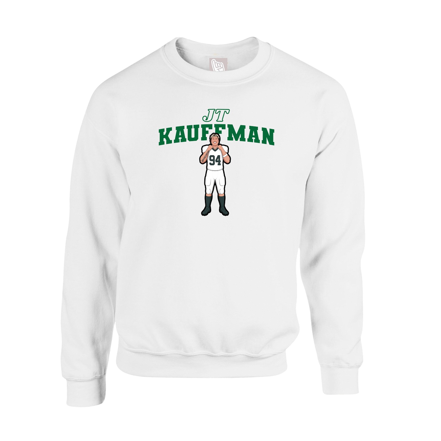 Fleece Crew — Name Arch in White