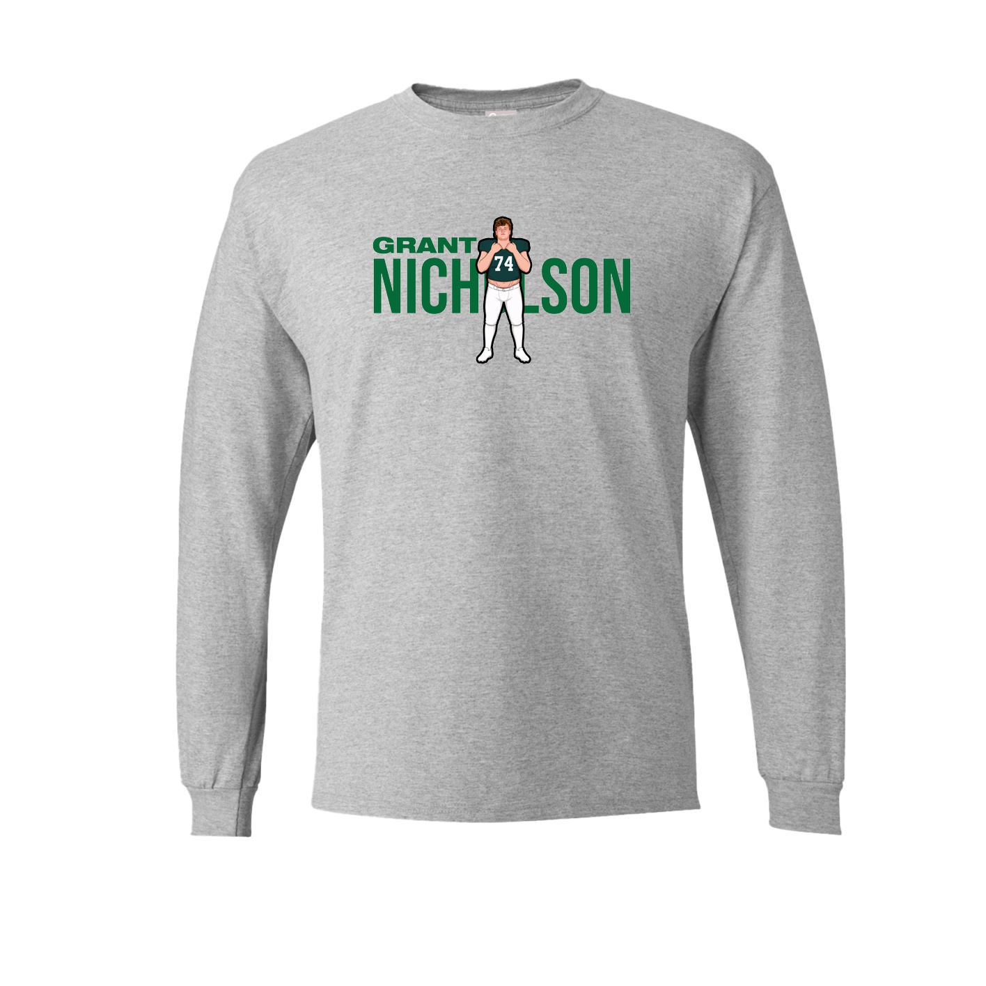 Long Sleeve Tee — Player Name in Grey