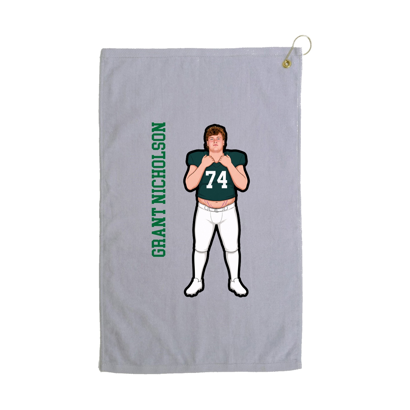Golf Towel — Name Vertical in Grey