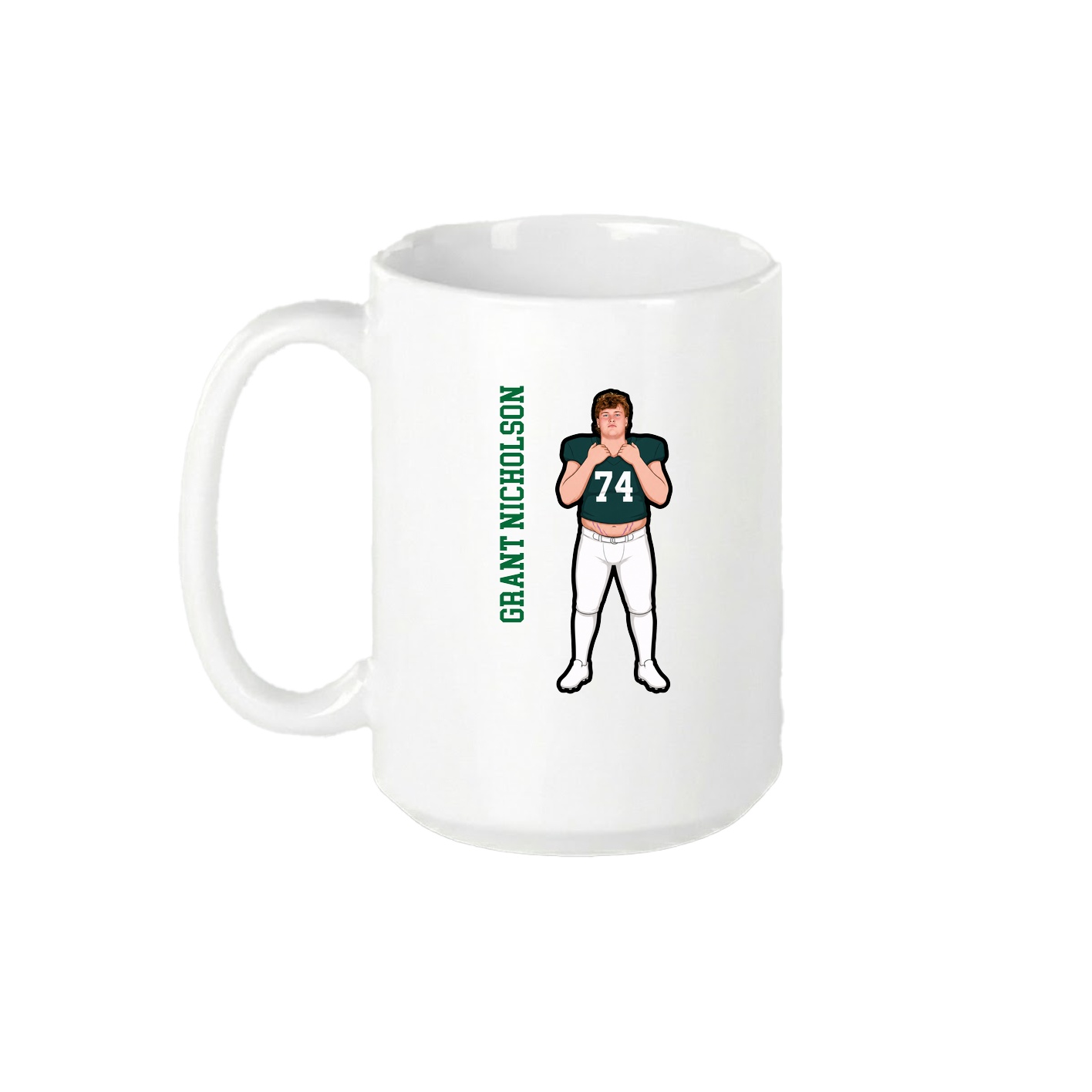 15oz Coffee Mug — Name Vertical in White