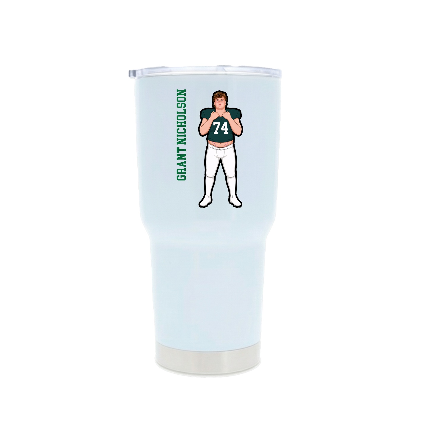 30oz Stainless Steel Tumbler — Name Vertical in White