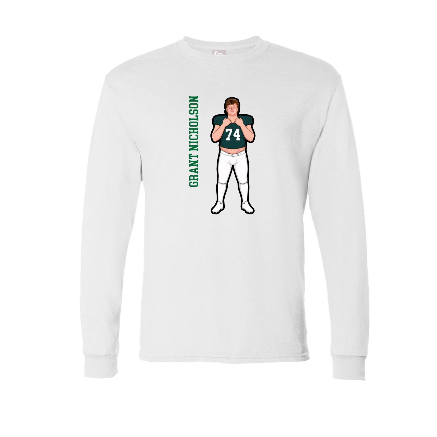 Long Sleeve Tee — Name Vertical in White