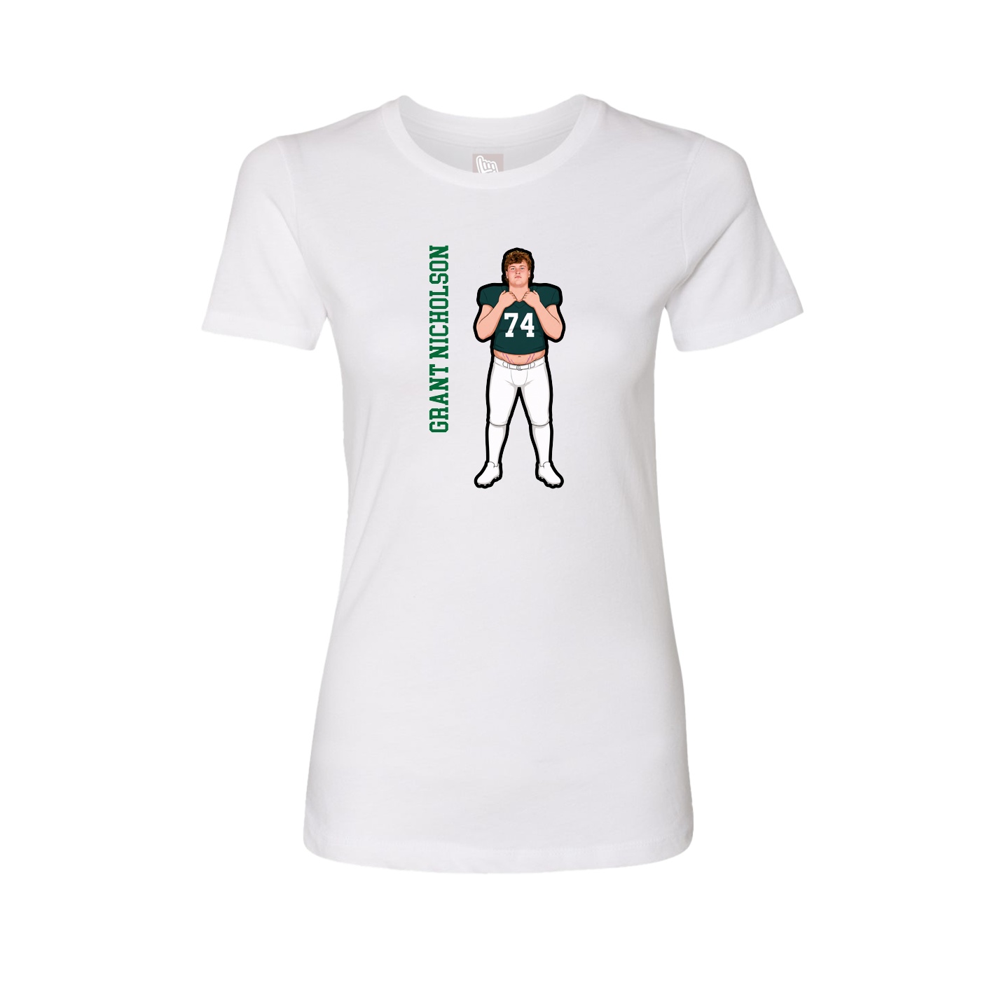 Fitted Women's Tee — Name Vertical in White