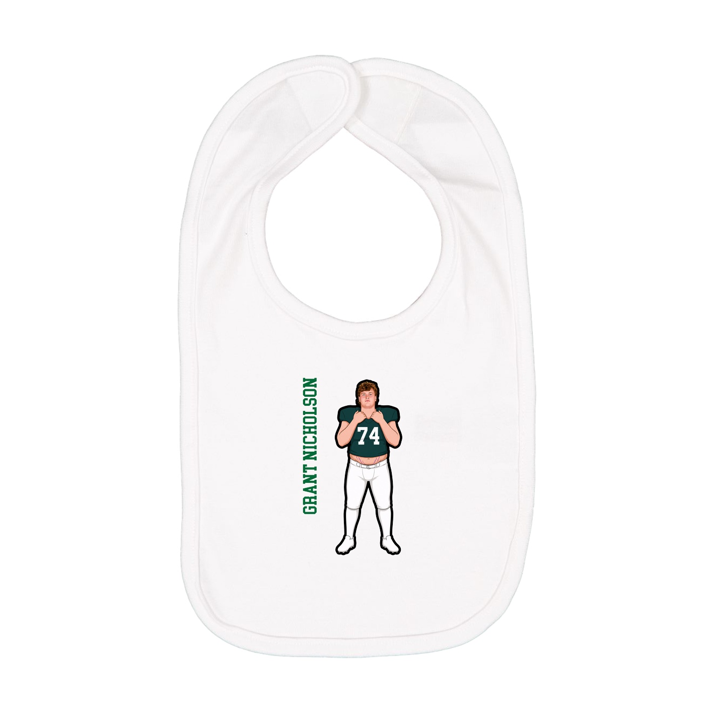 Infant Bib — Name Vertical in White