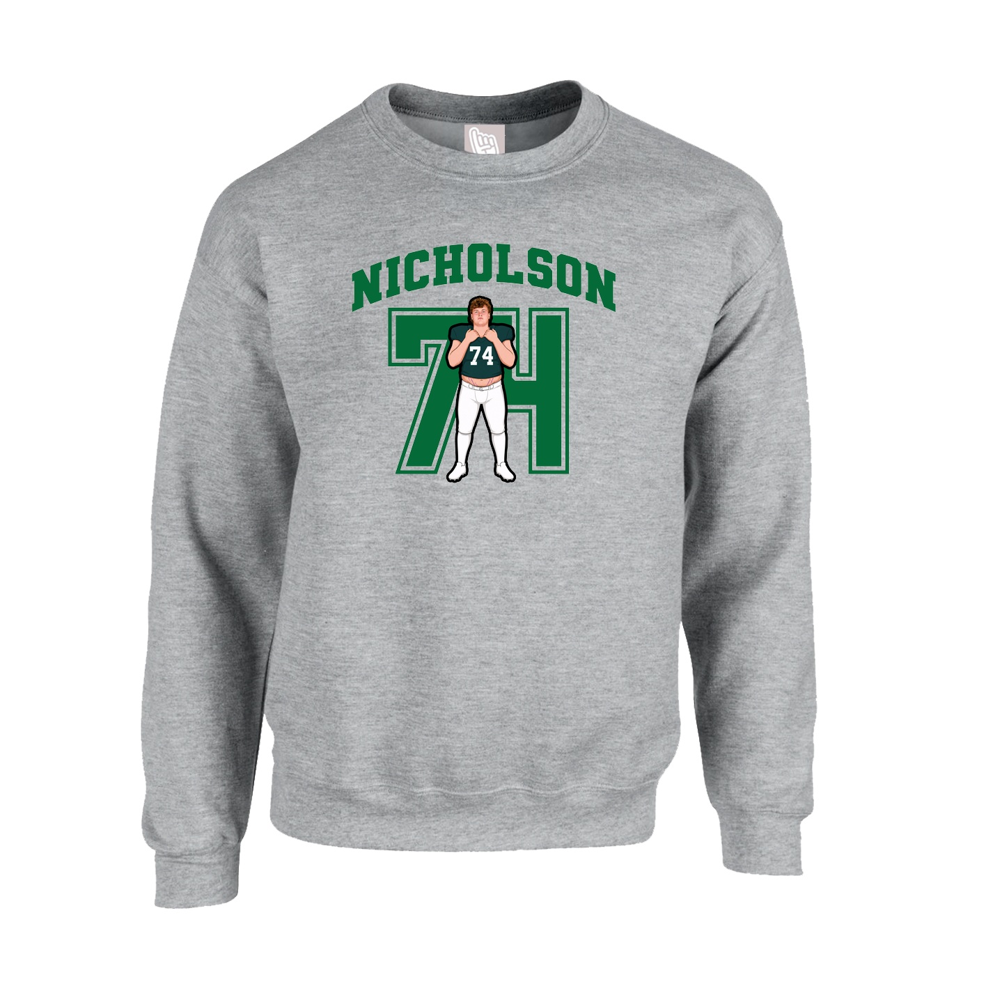 Fleece Crew — Number in Grey