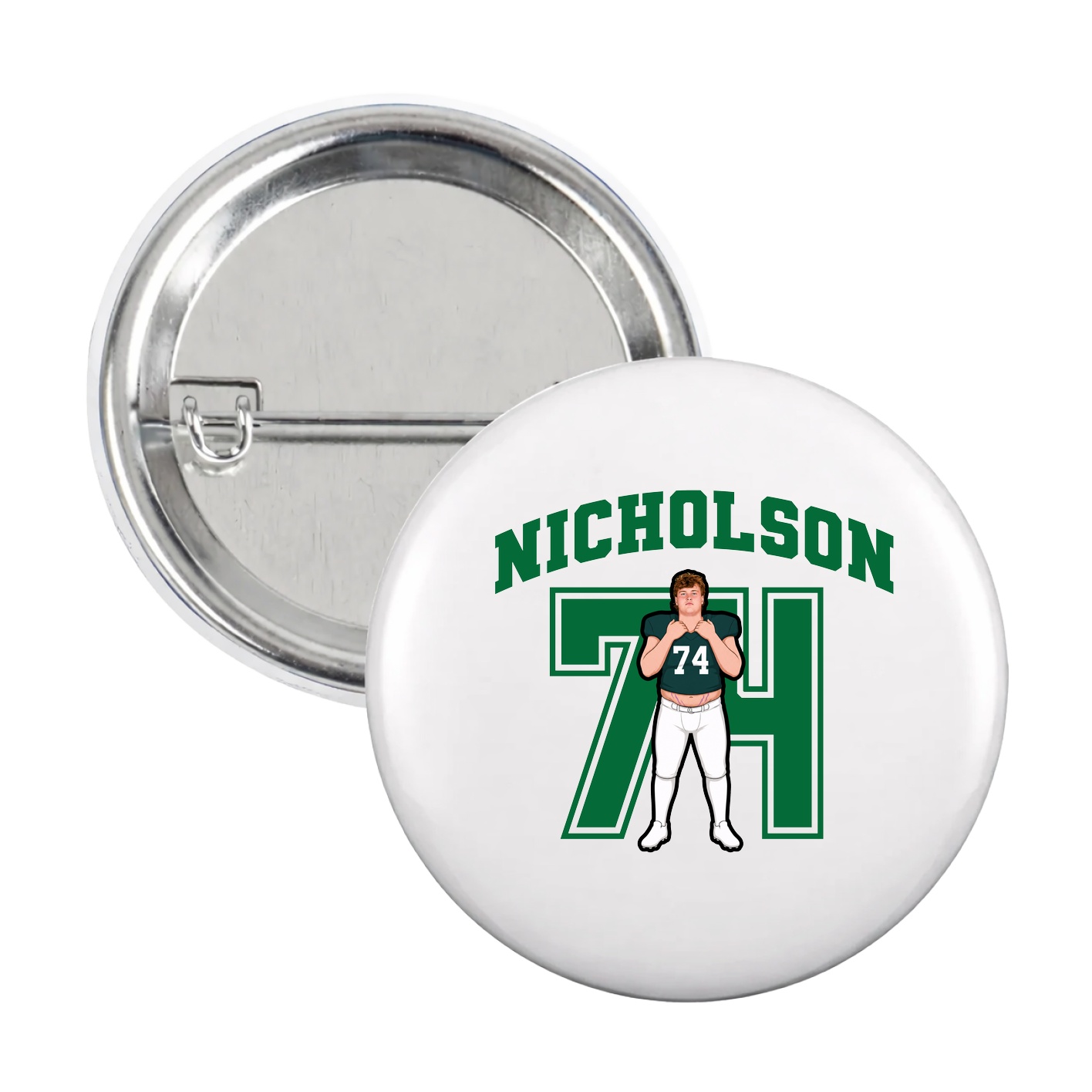 Game Day Button — Number in White
