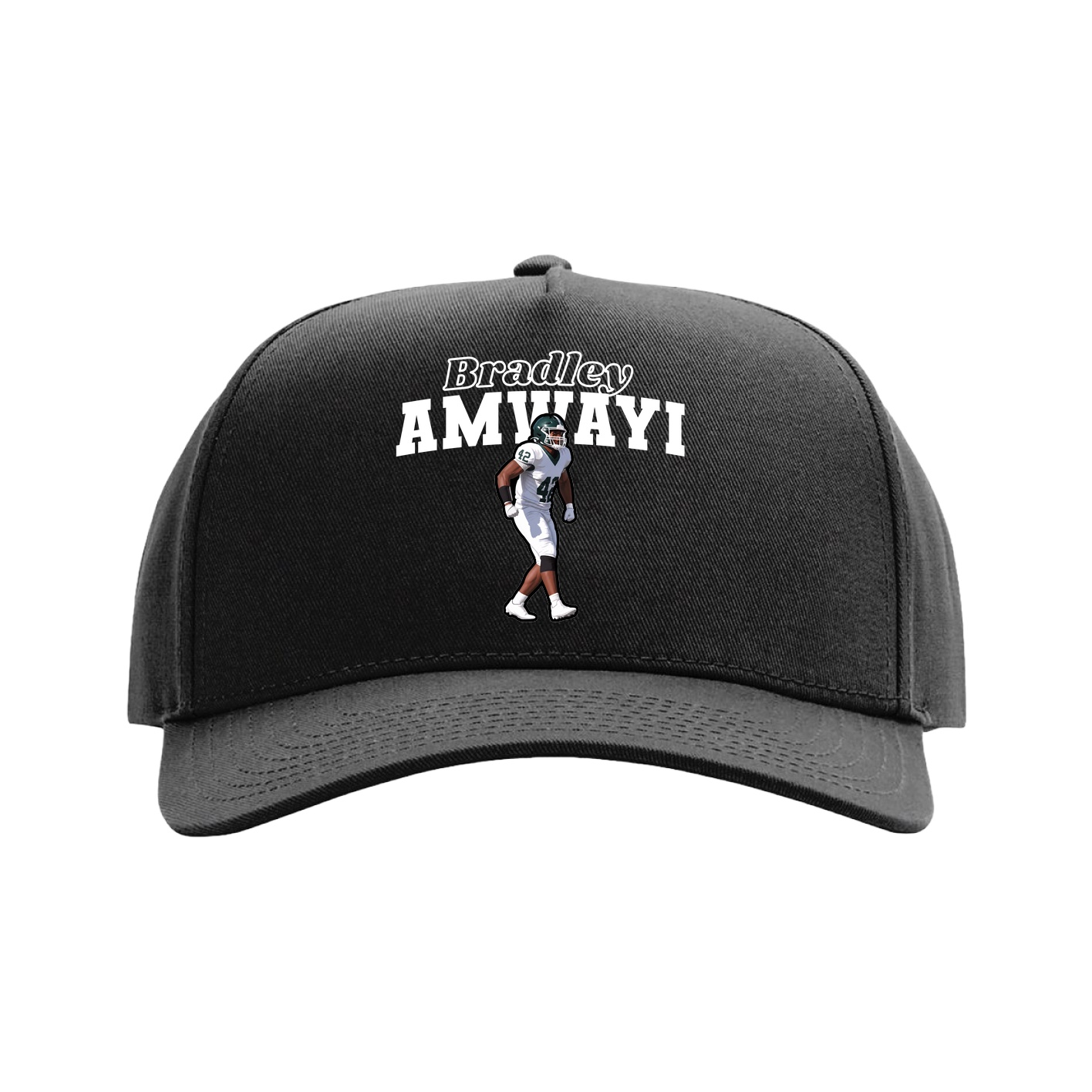 Full Fabric Five-Panel Champ Cap — Name Arch in Black