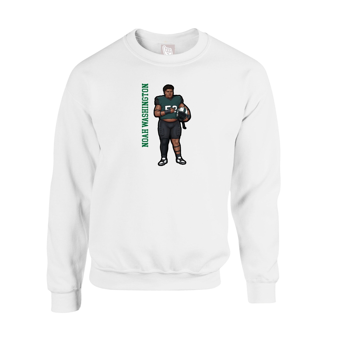 Fleece Crew — Name Vertical in White