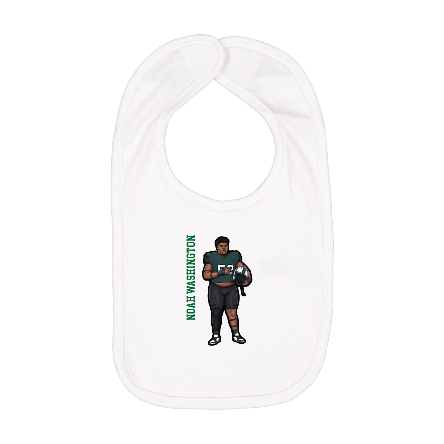 Infant Bib — Name Vertical in White