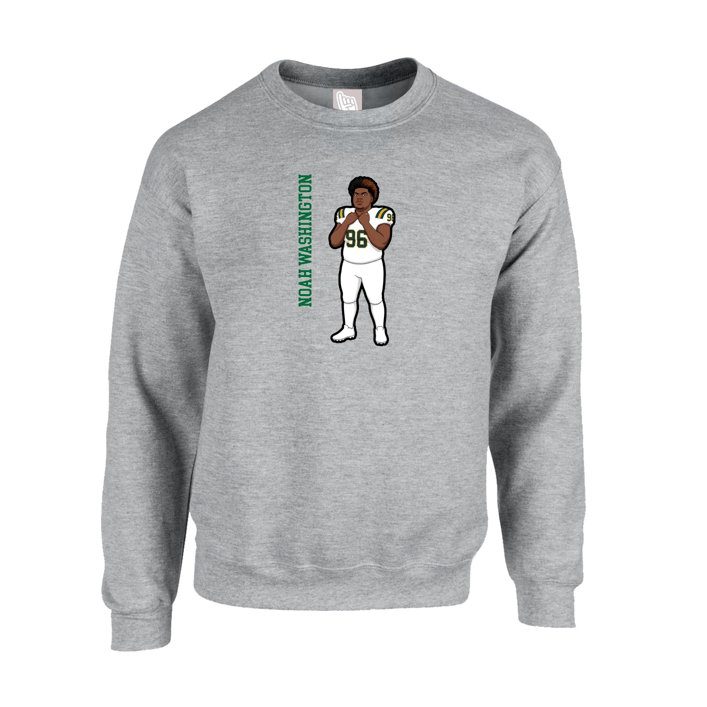 Fleece Crew — Name Vertical in Grey