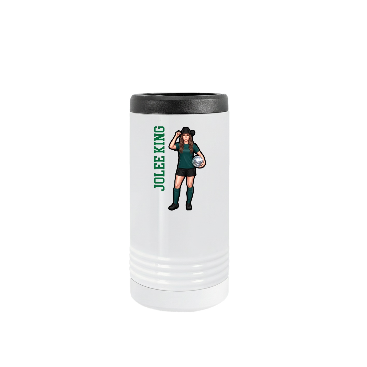 Slim Beverage Holder — Name Vertical in White