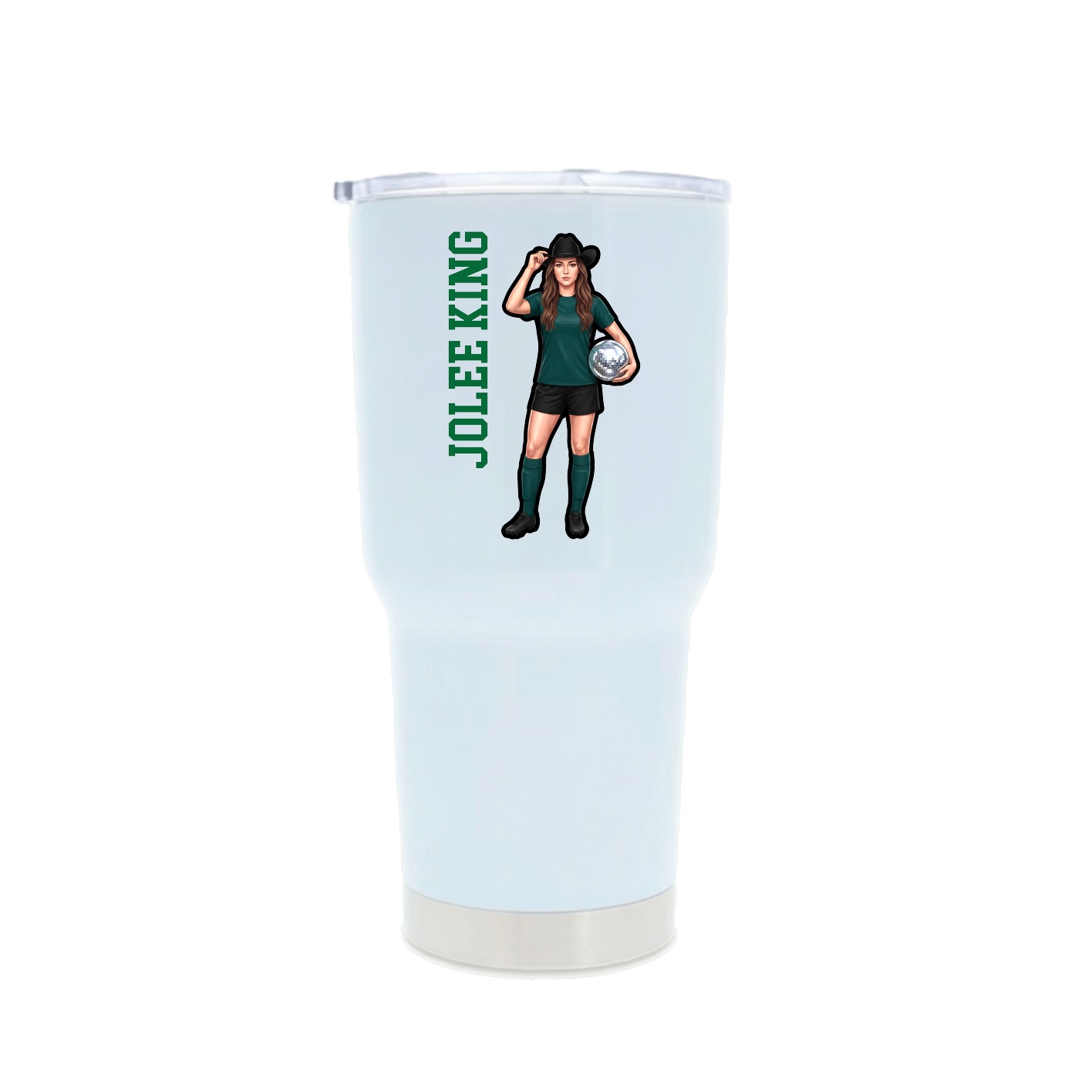 30oz Stainless Steel Tumbler — Name Vertical in White