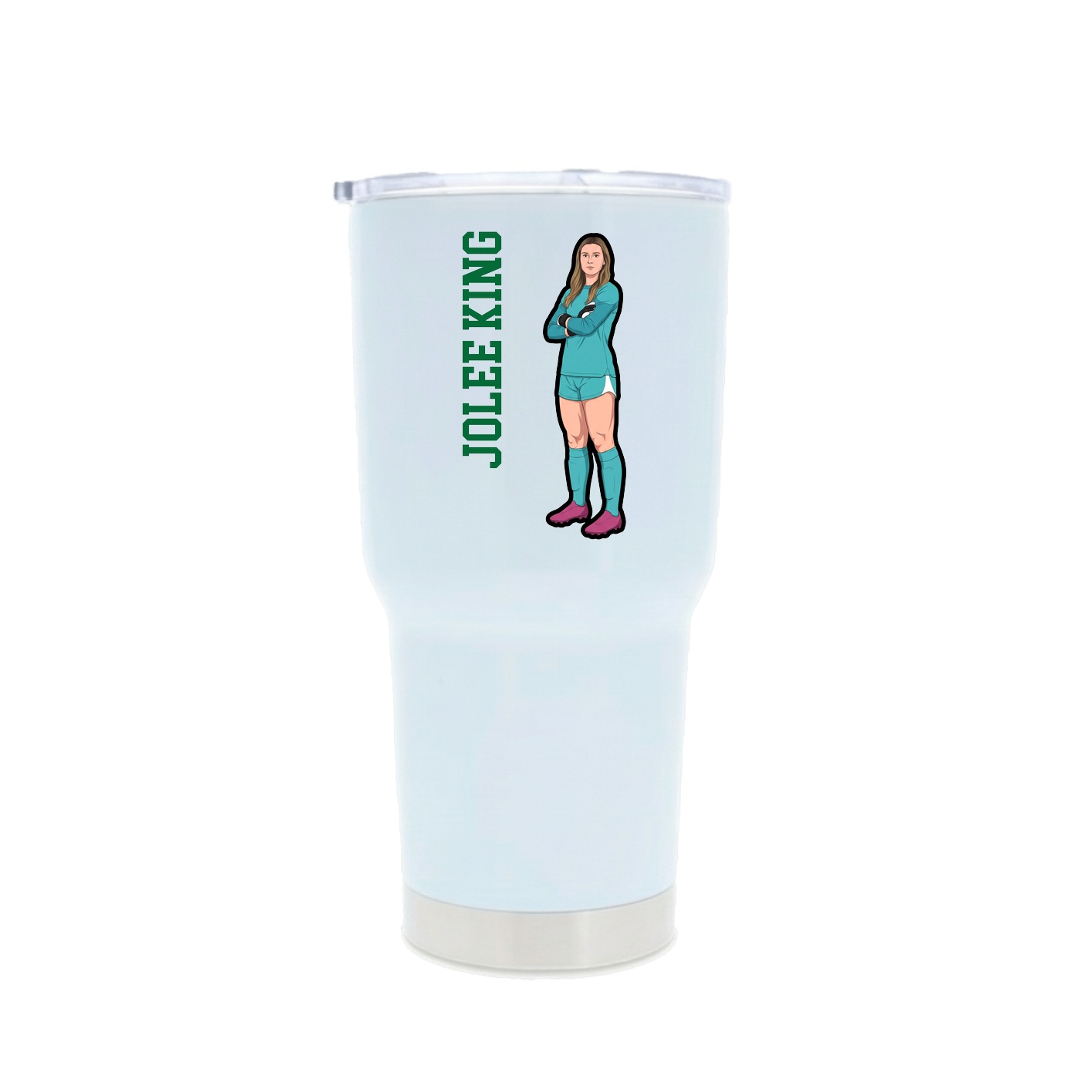 30oz Stainless Steel Tumbler — Name Vertical in White