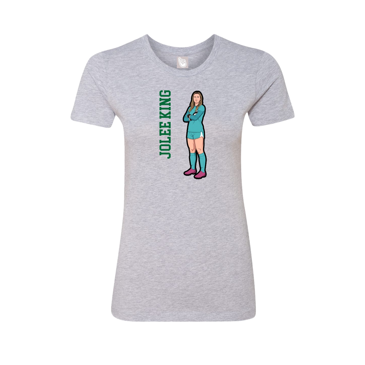 Fitted Women's Tee — Name Vertical in Grey