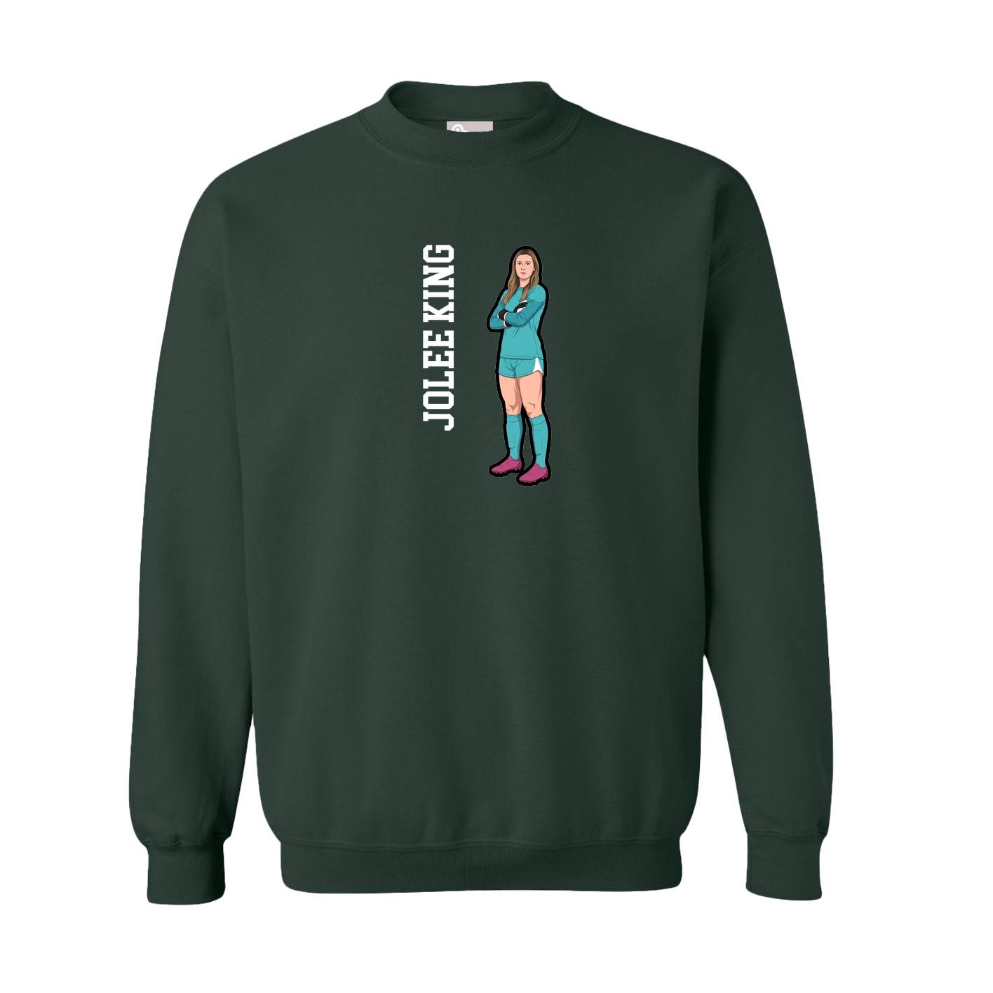 Fleece Crew — Name Vertical in Green