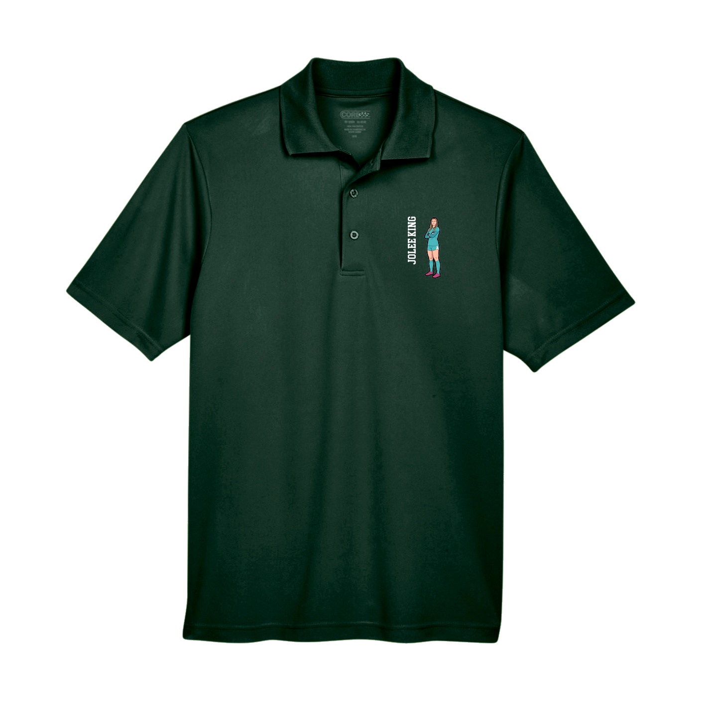Performance Polo — Name Vertical in Green