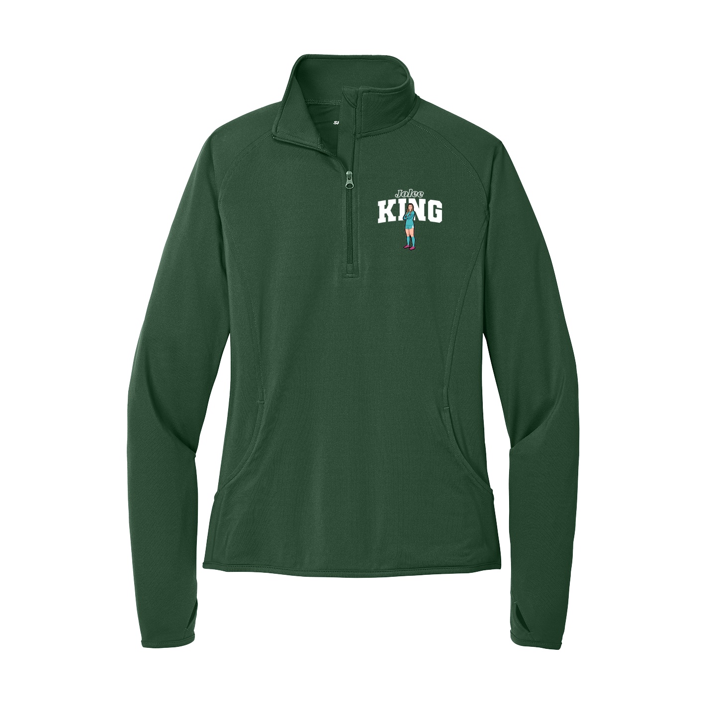 Women's Q-Zip Pullover — Name Arch in Green