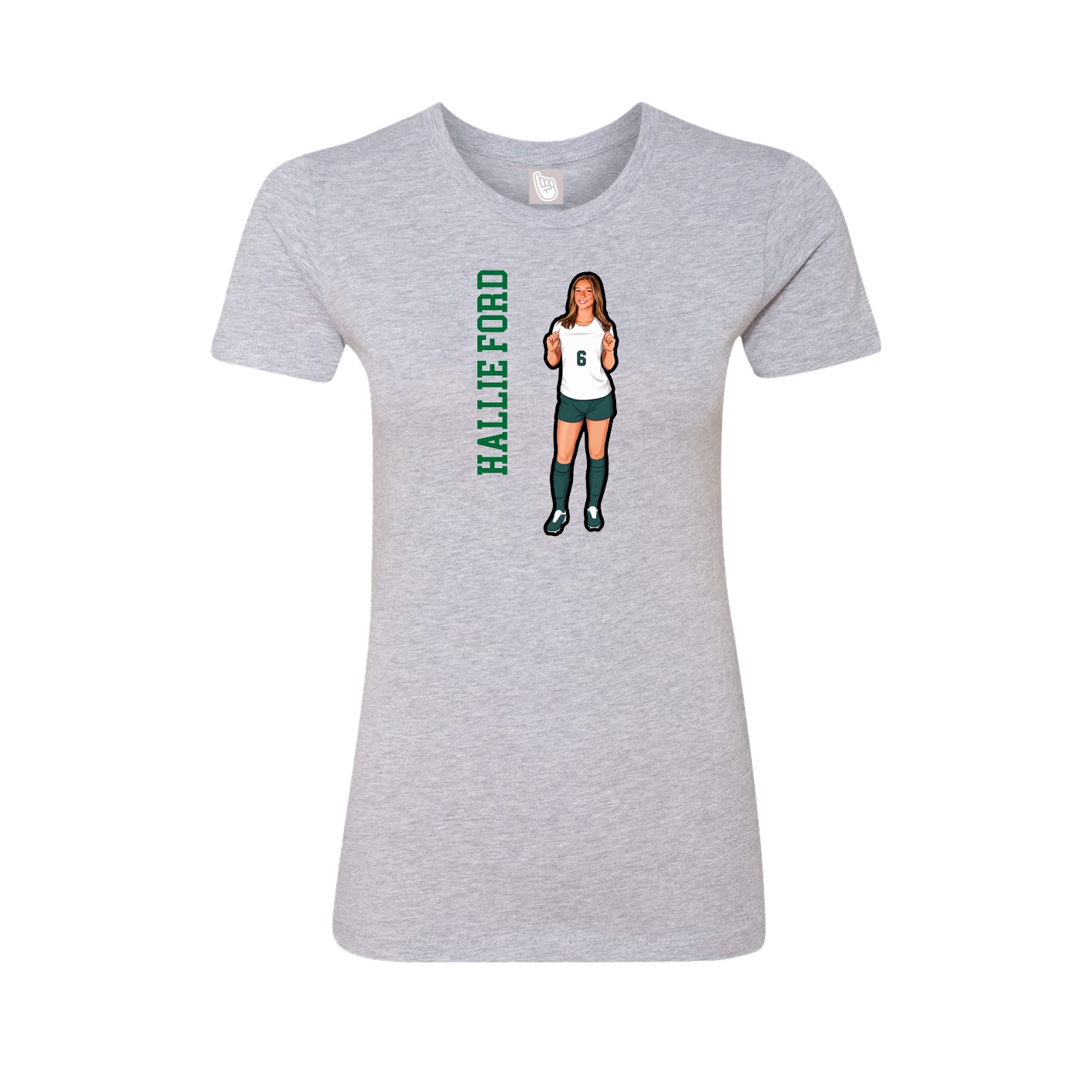 Fitted Women's Tee — Name Vertical in Grey