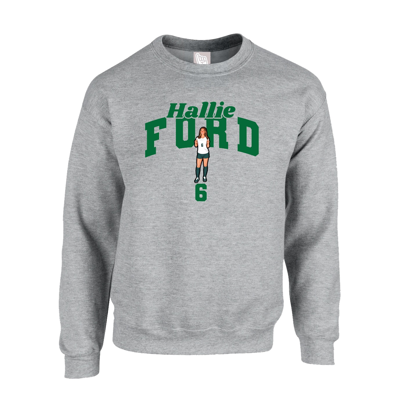 Fleece Crew — Signature Arch in Grey