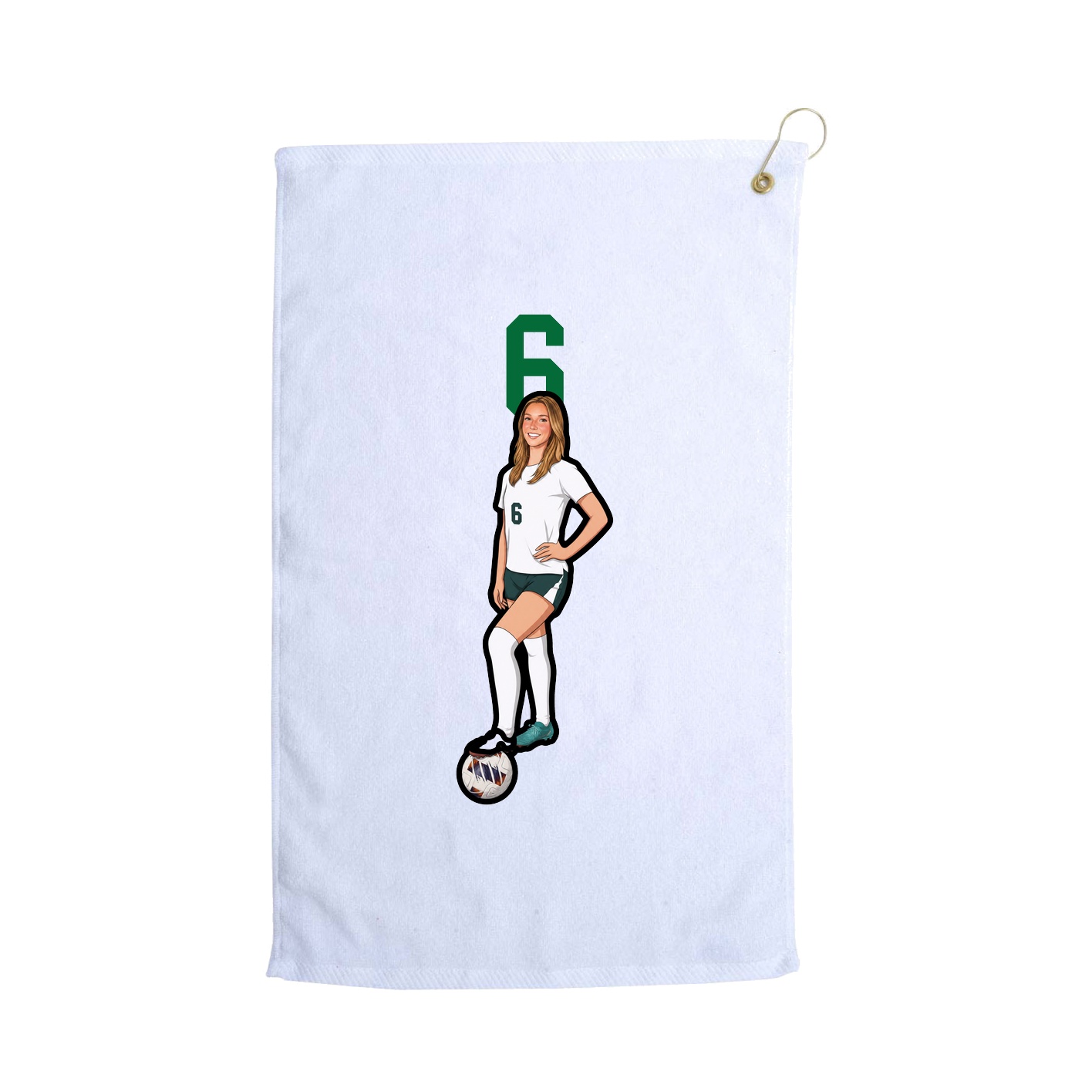 Golf Towel — Number Top in White