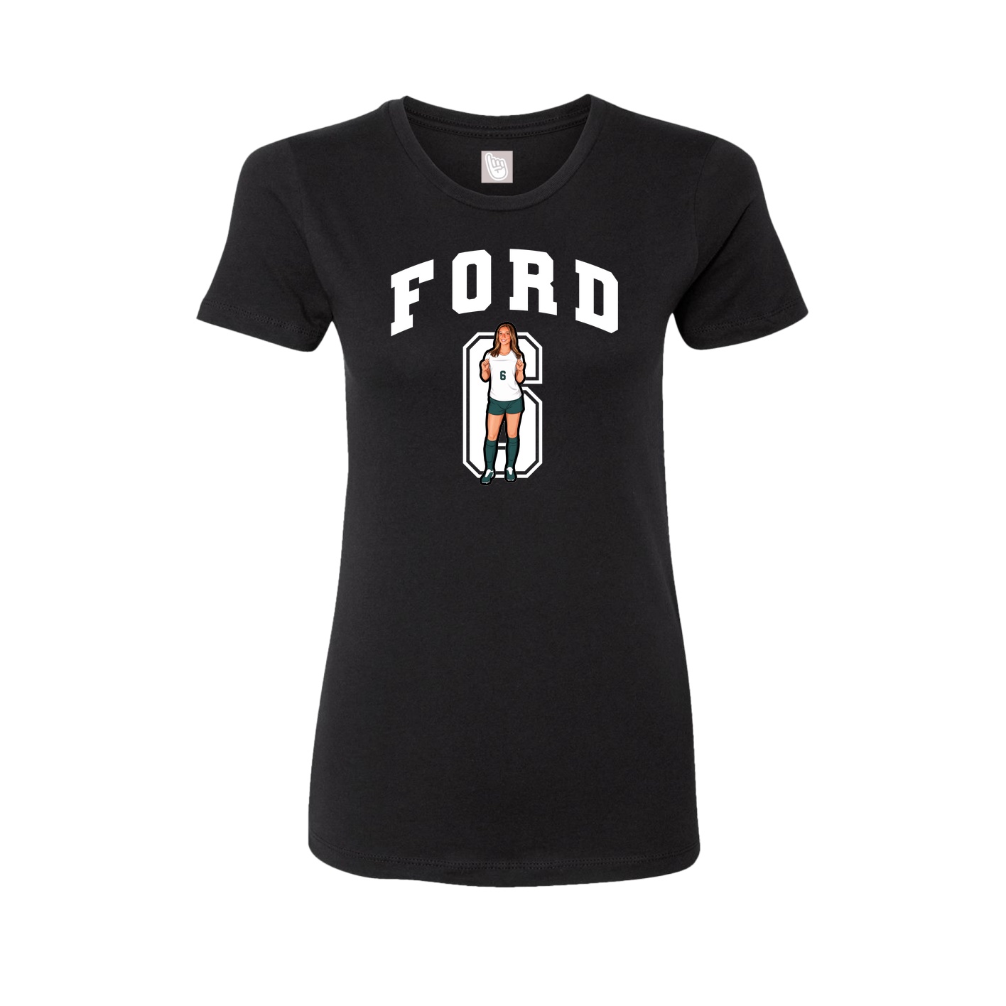 Fitted Women's Tee — Number in Black