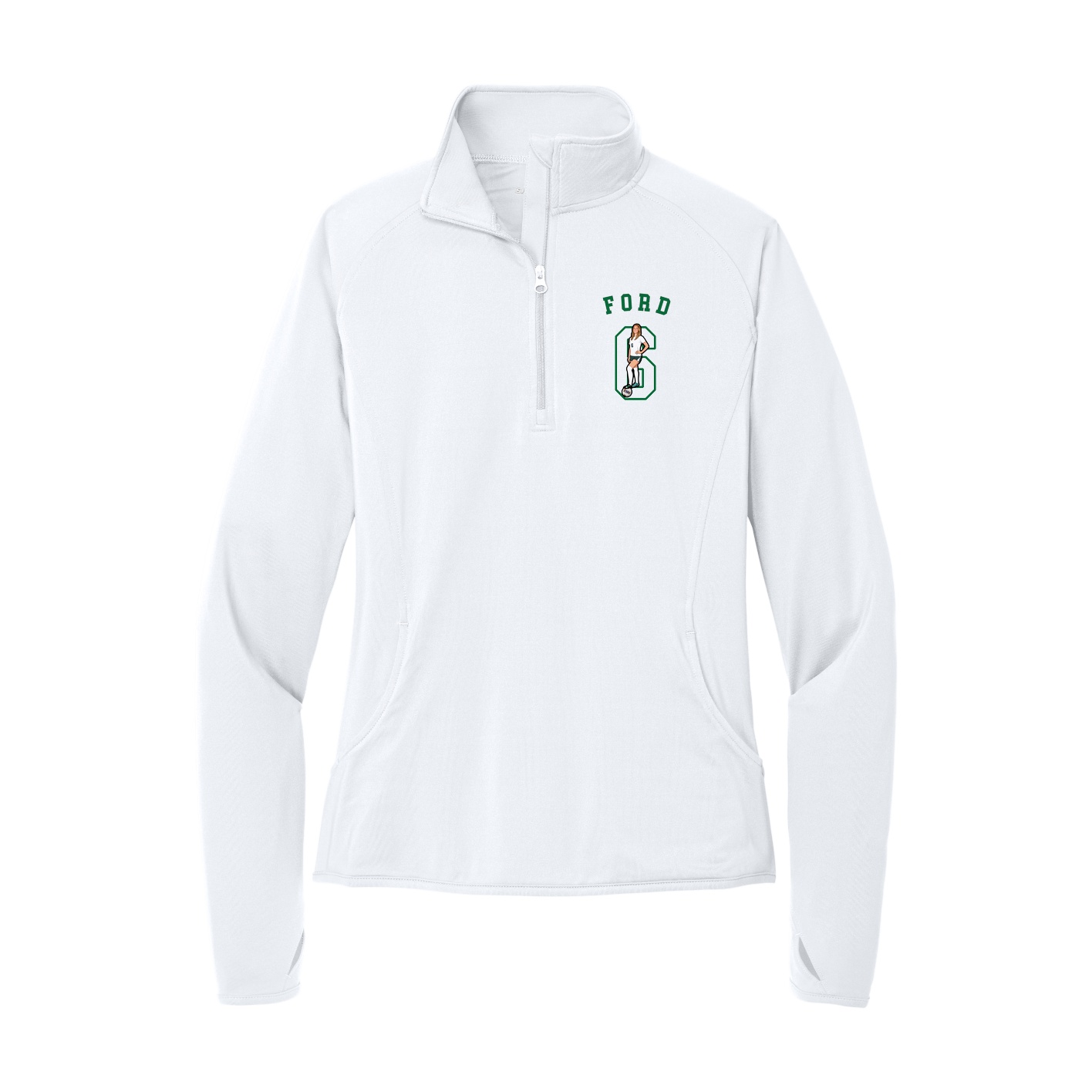 Women's Q-Zip Pullover — Shirsey Arch in White