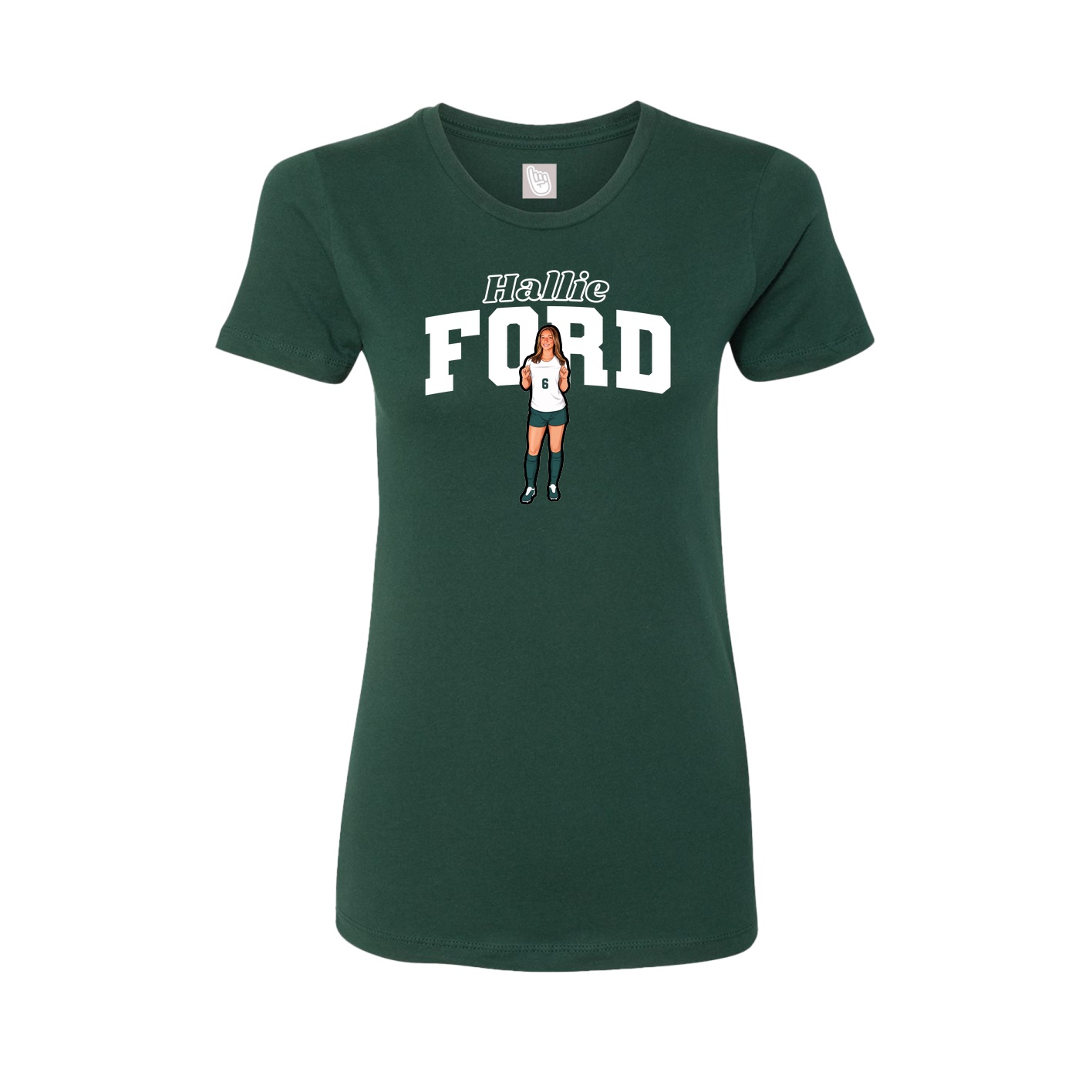 Fitted Women's Tee — Name Arch in Green