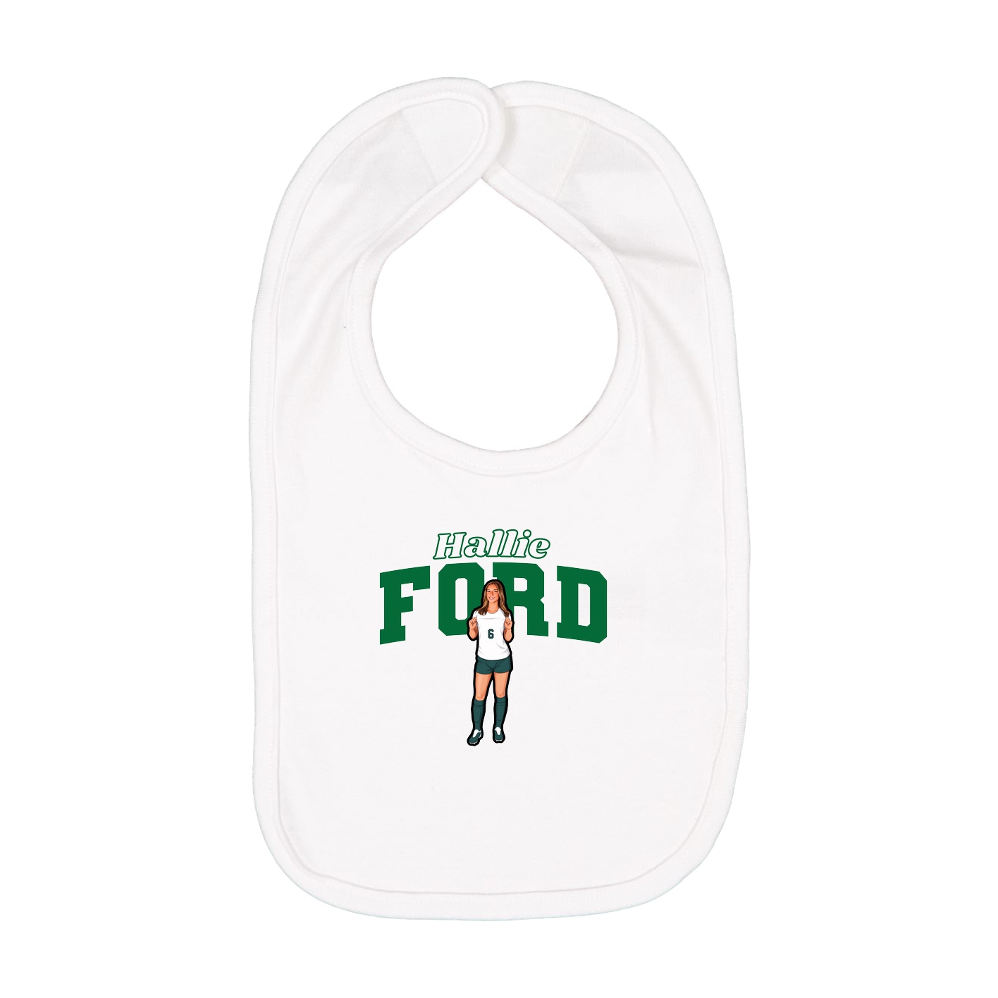 Infant Bib — Name Arch in White