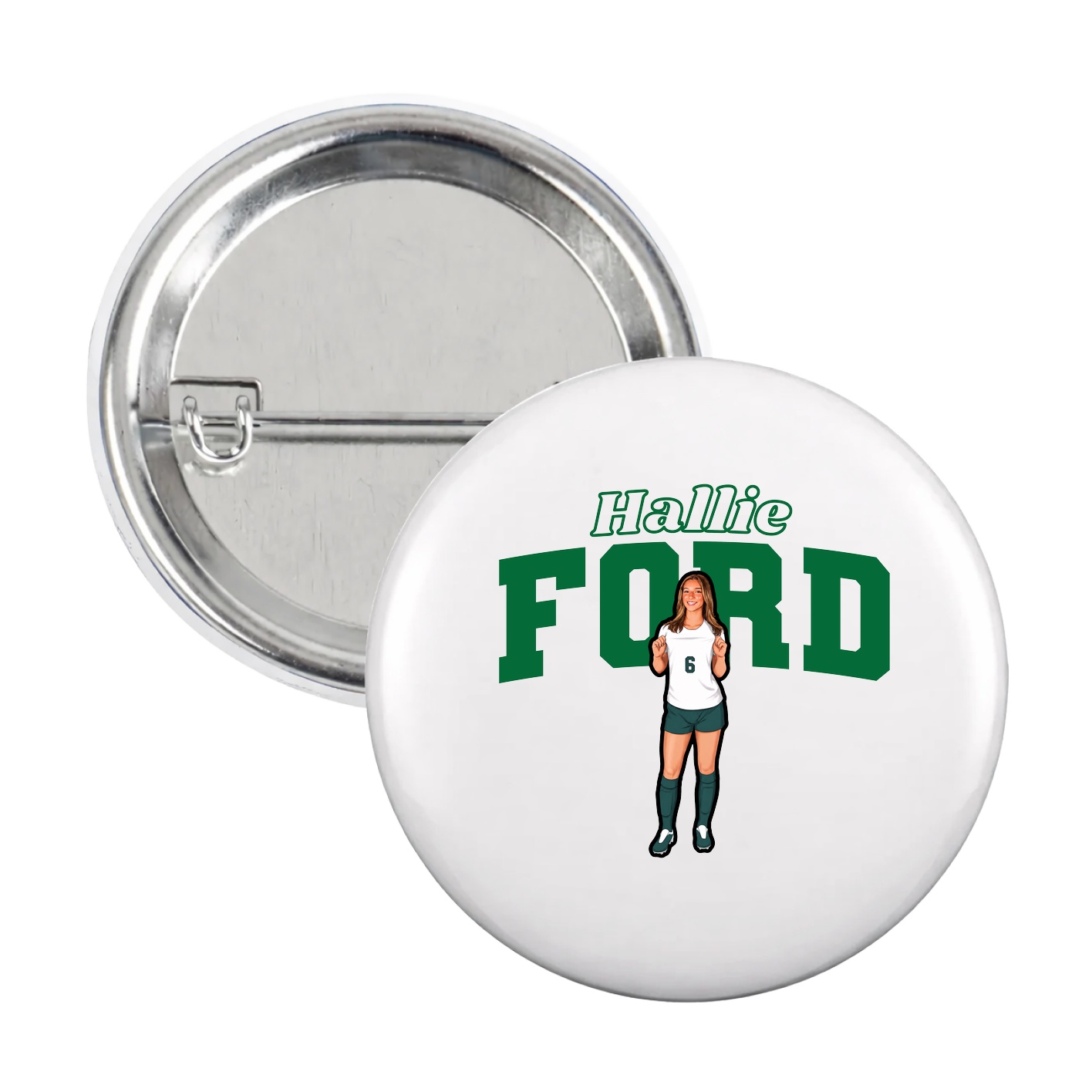 Game Day Button — Name Arch in White