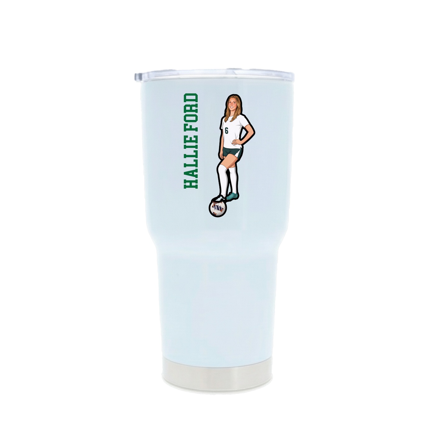 30oz Stainless Steel Tumbler — Name Vertical in White