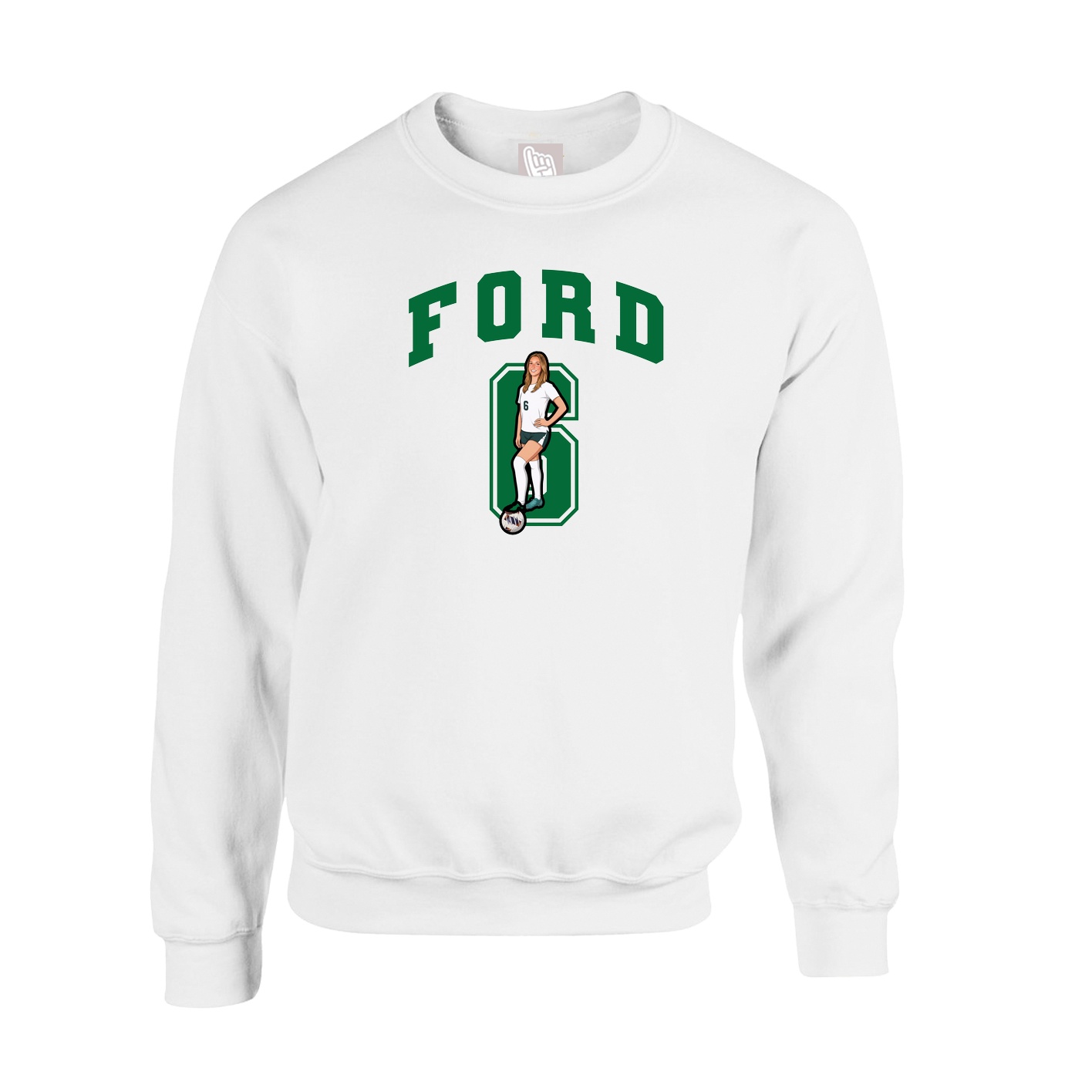 Fleece Crew — Number in White
