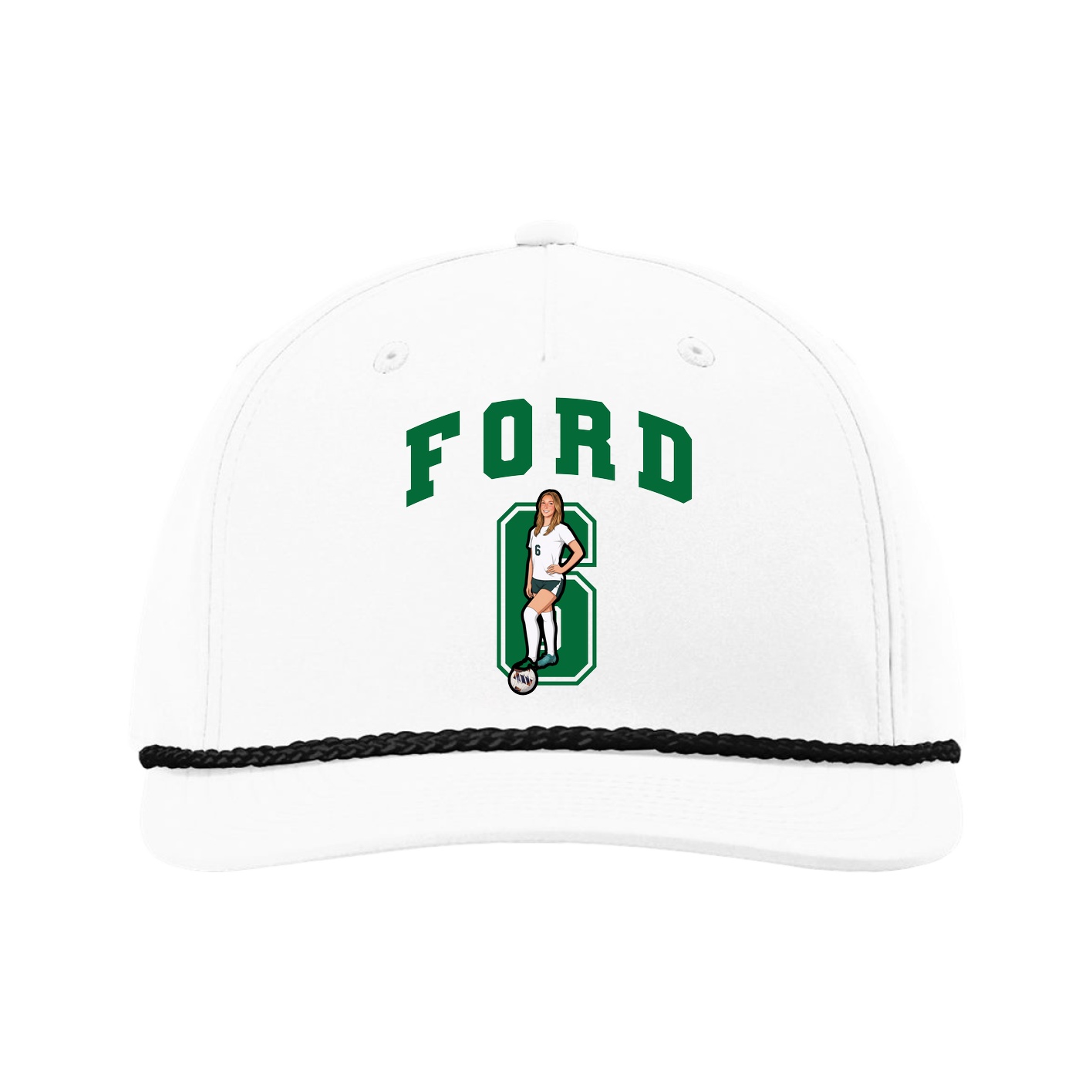 Five-Panel Classic Rope Cap — Number in White