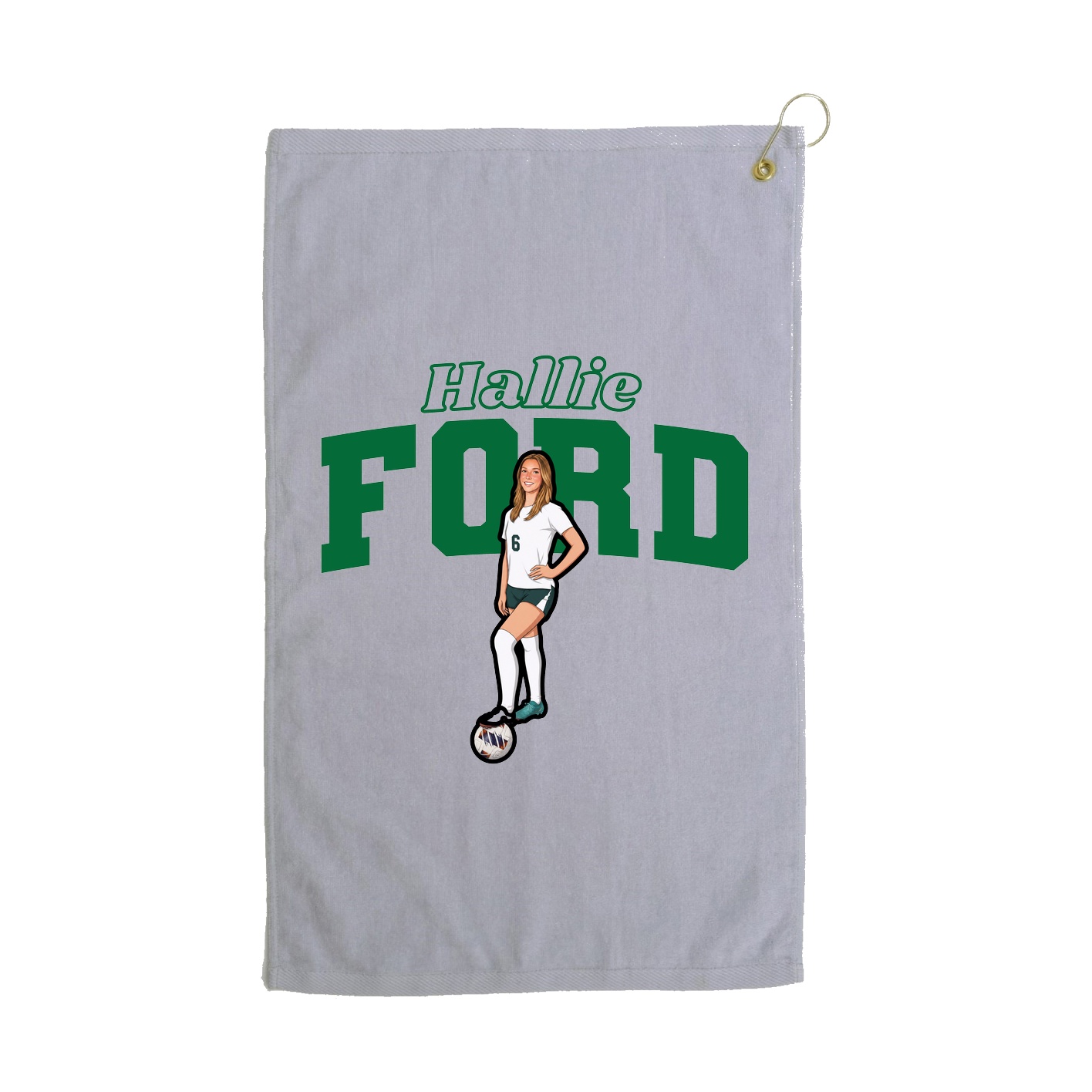 Golf Towel — Name Arch in Grey
