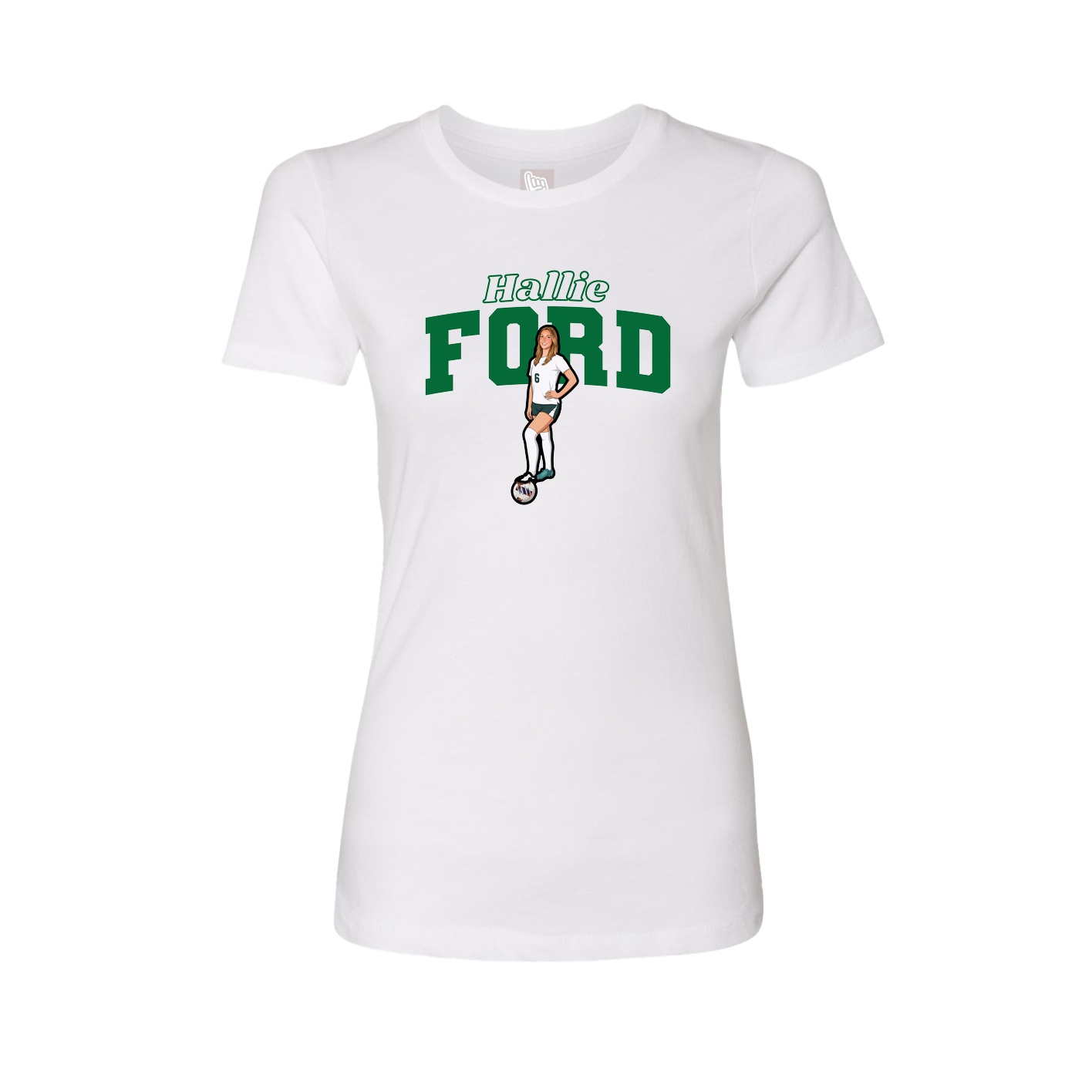 Fitted Women's Tee — Name Arch in White