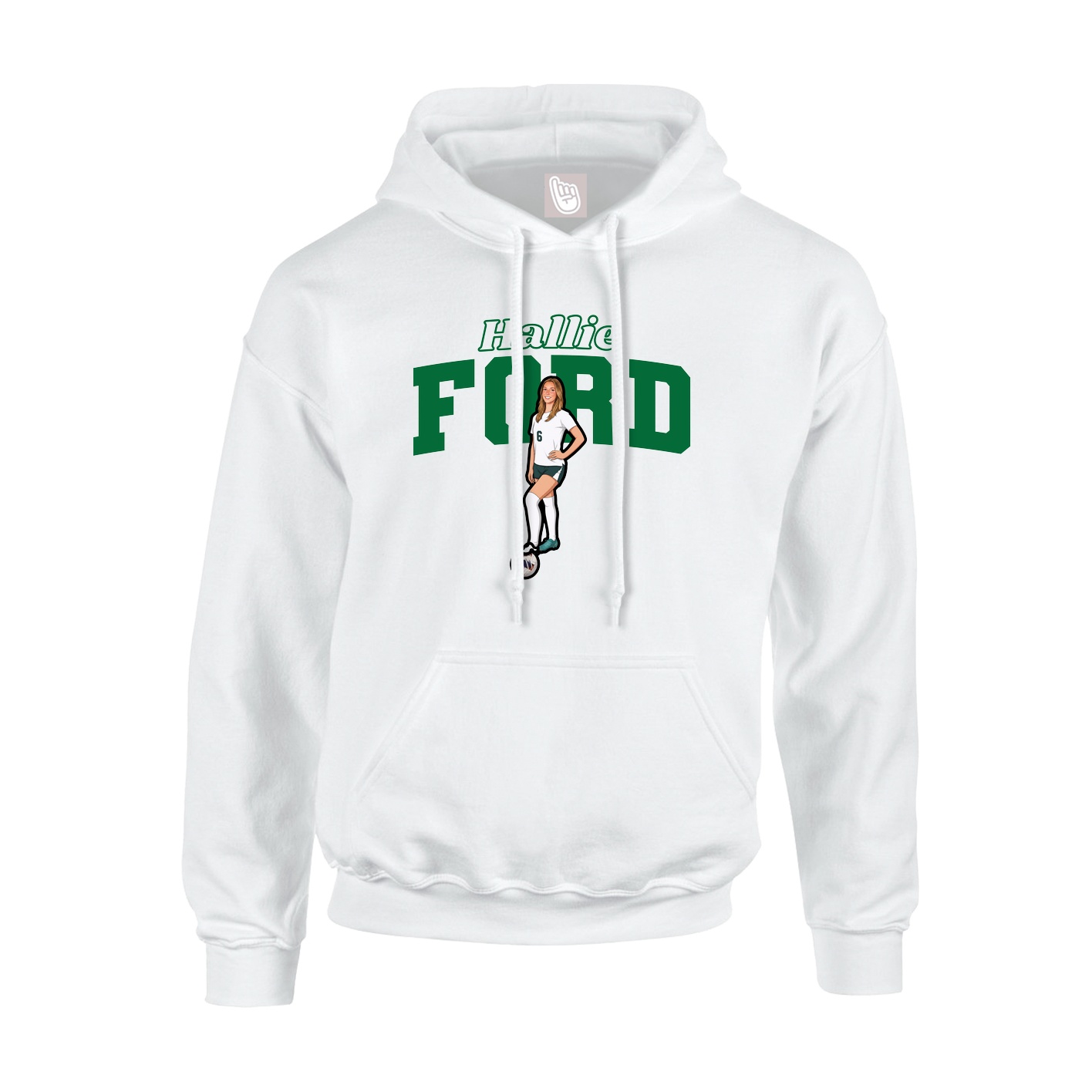 Youth Hoodie — Name Arch in White