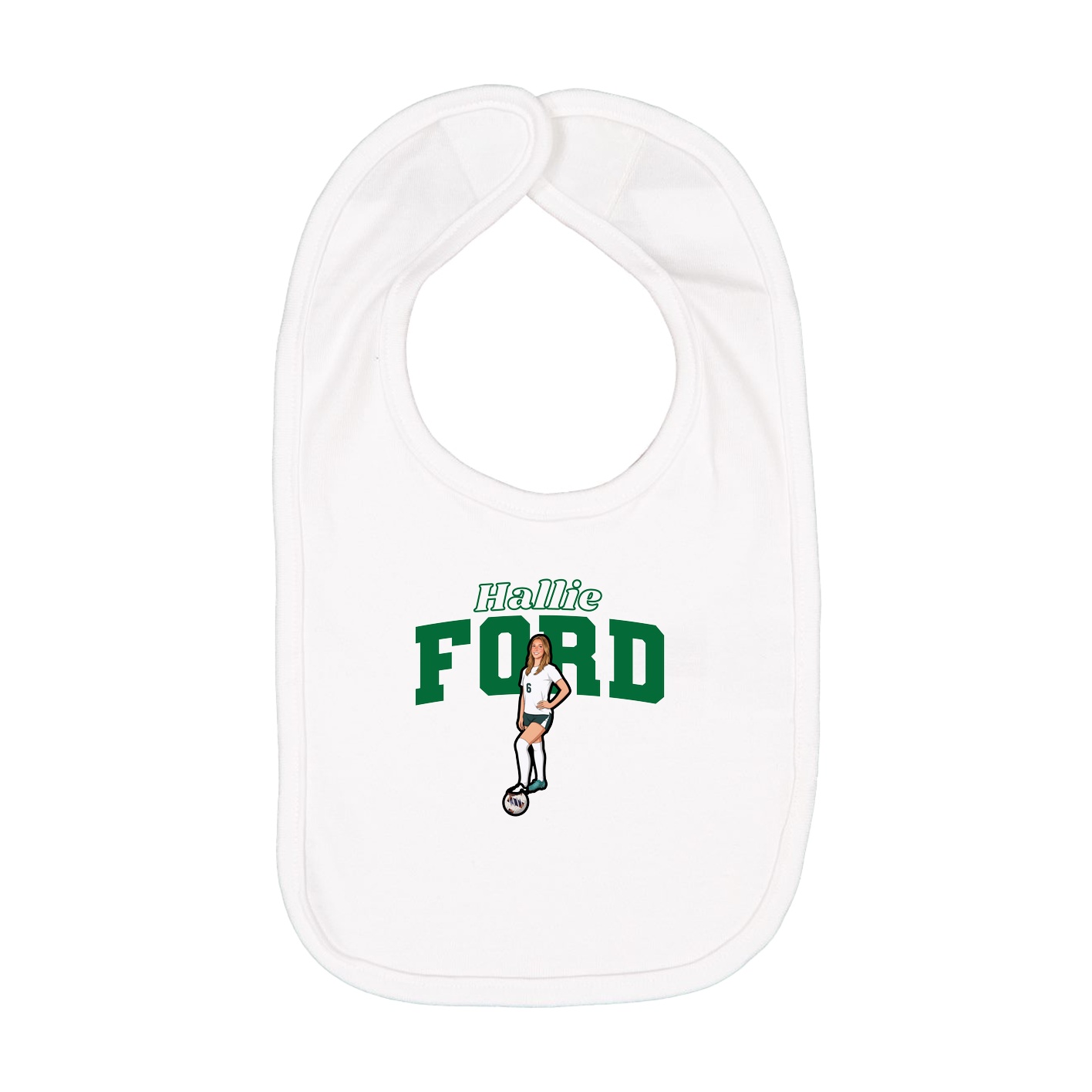 Infant Bib — Name Arch in White