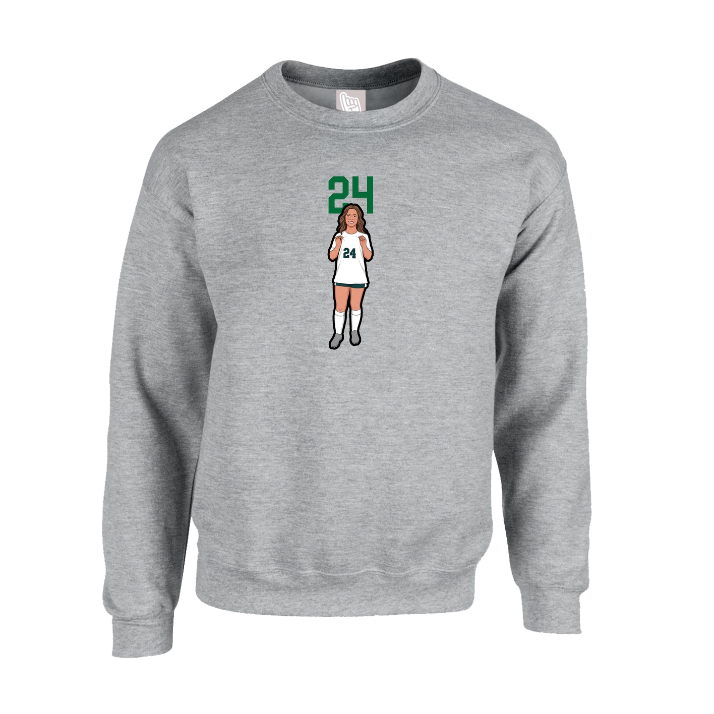 Fleece Crew — Number Top in Grey