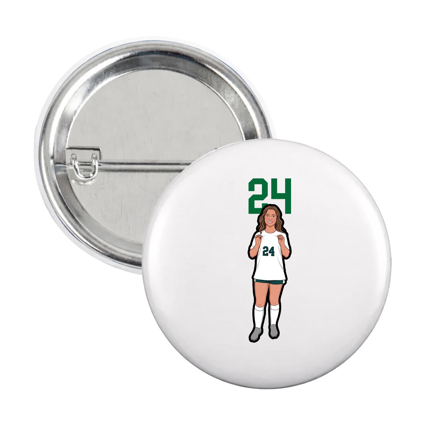 Game Day Button — Number Top in White