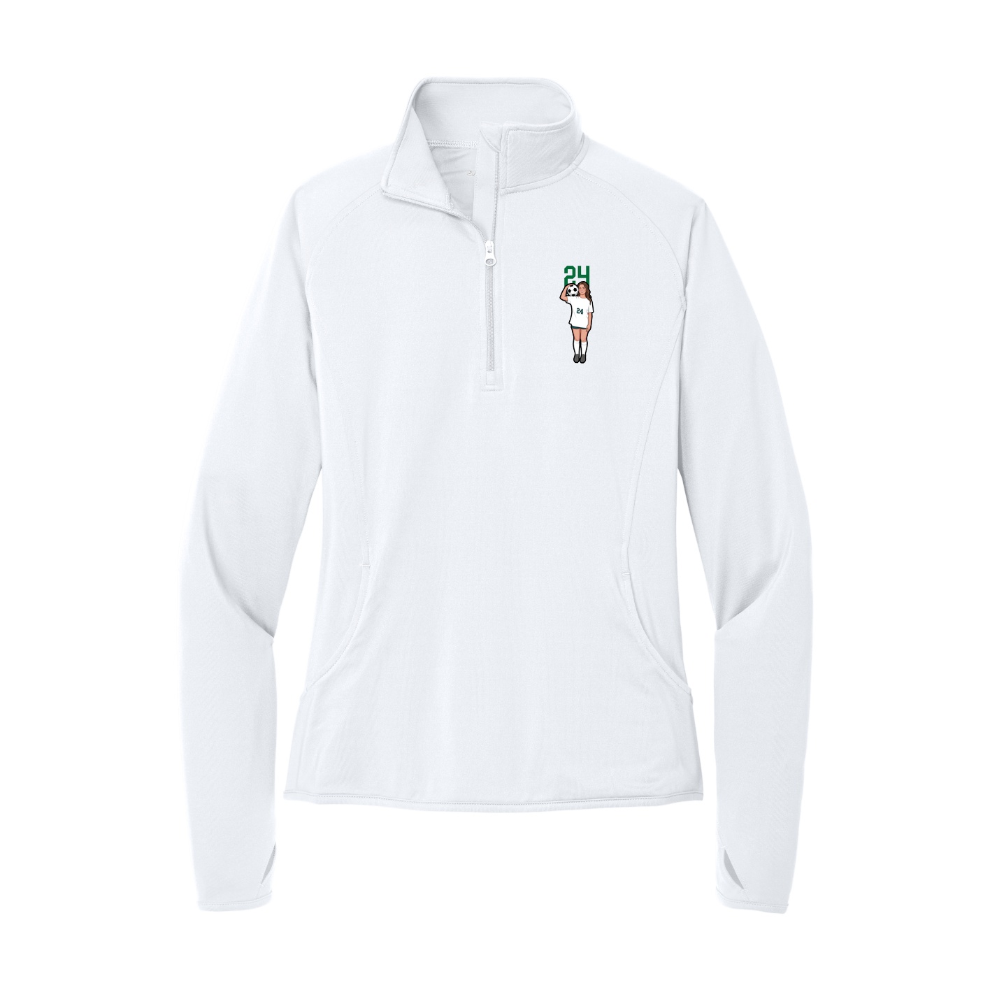 Women's Q-Zip Pullover — Number Top in White