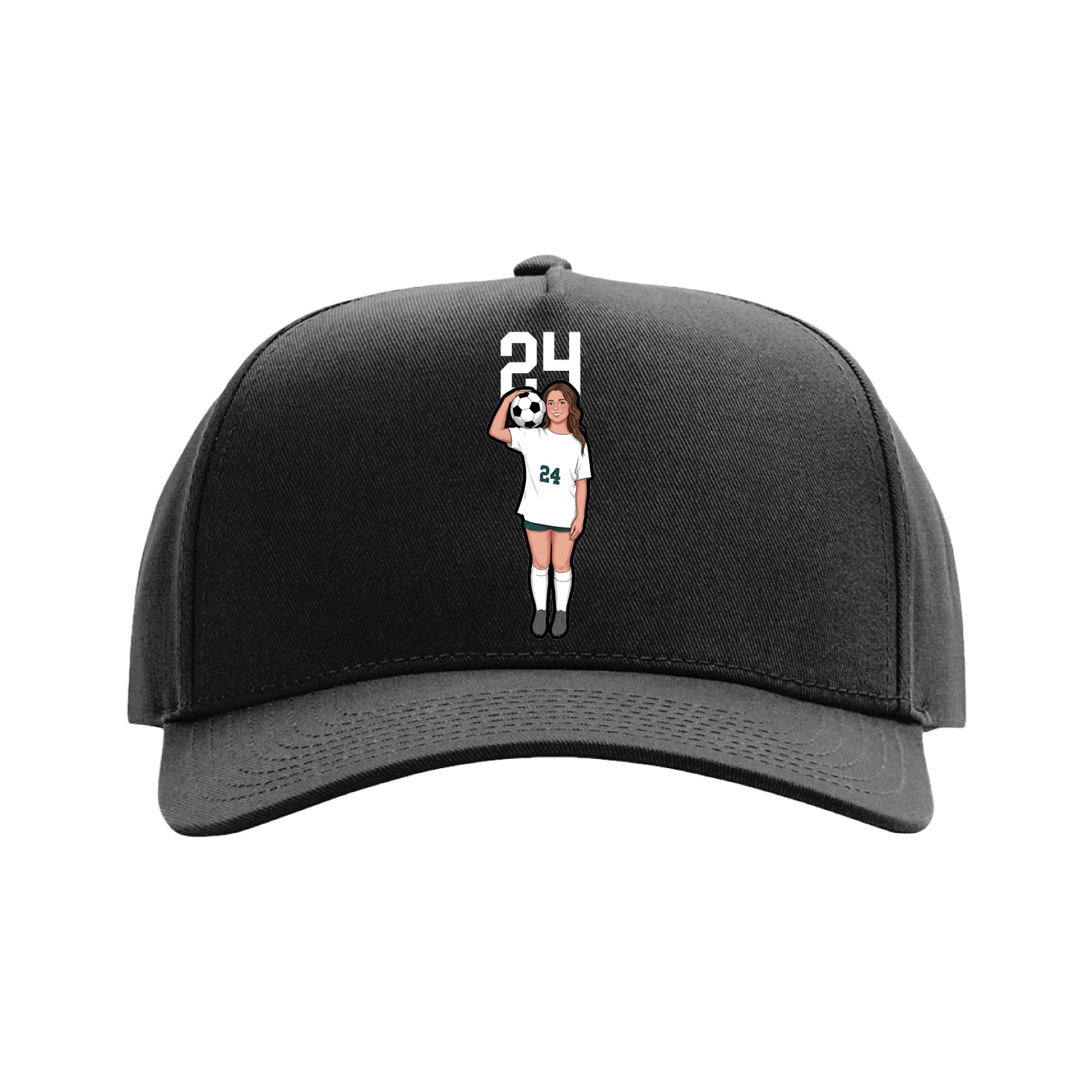Full Fabric Five-Panel Champ Cap — Number Top in Black