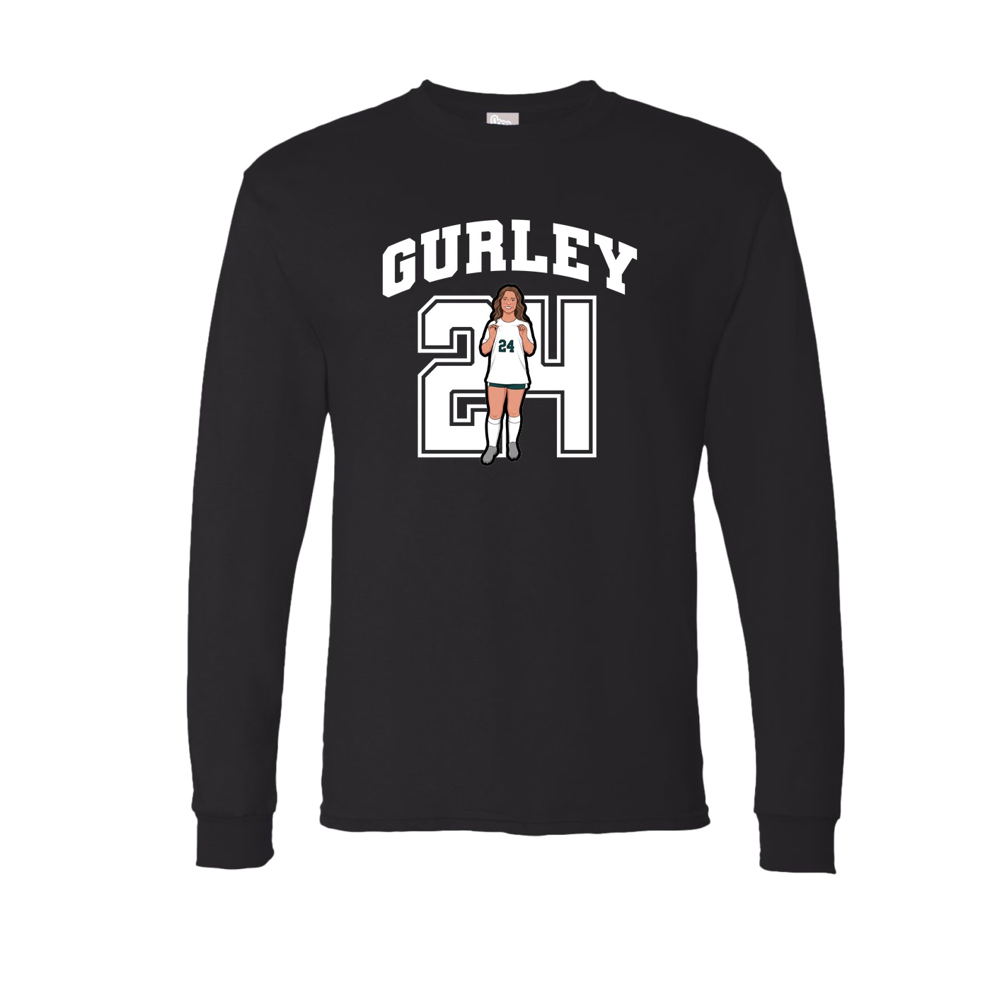 Long Sleeve Tee — Number in Black