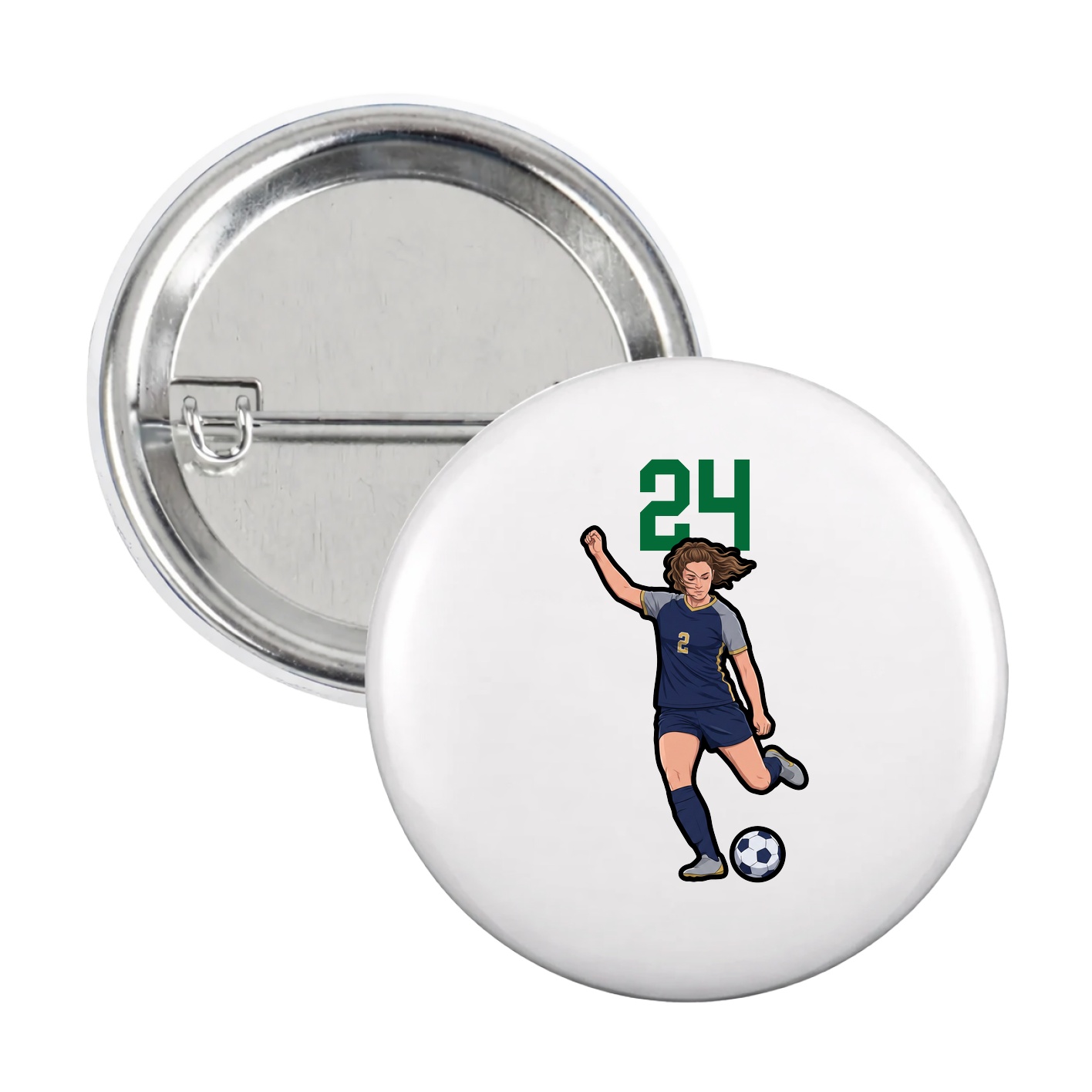 Game Day Button — Number Top in White
