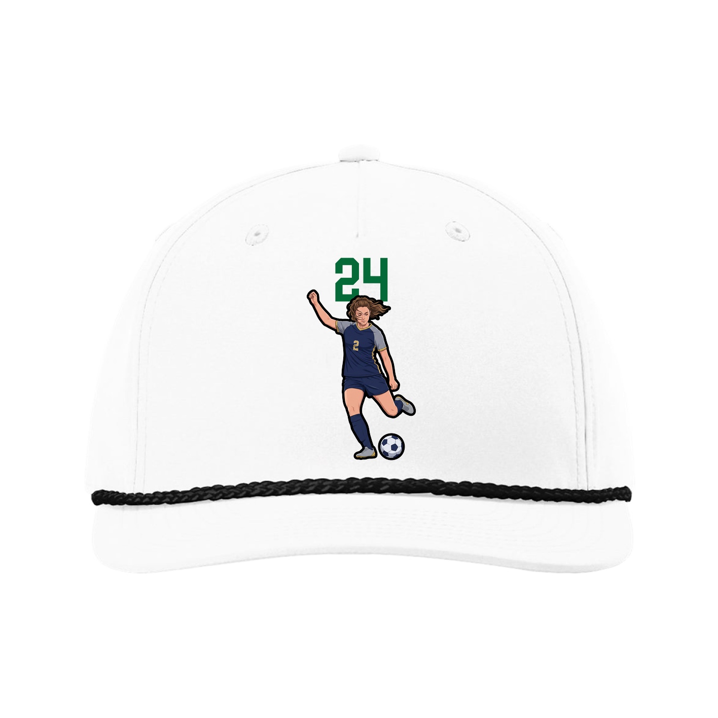 Five-Panel Classic Rope Cap — Number Top in White
