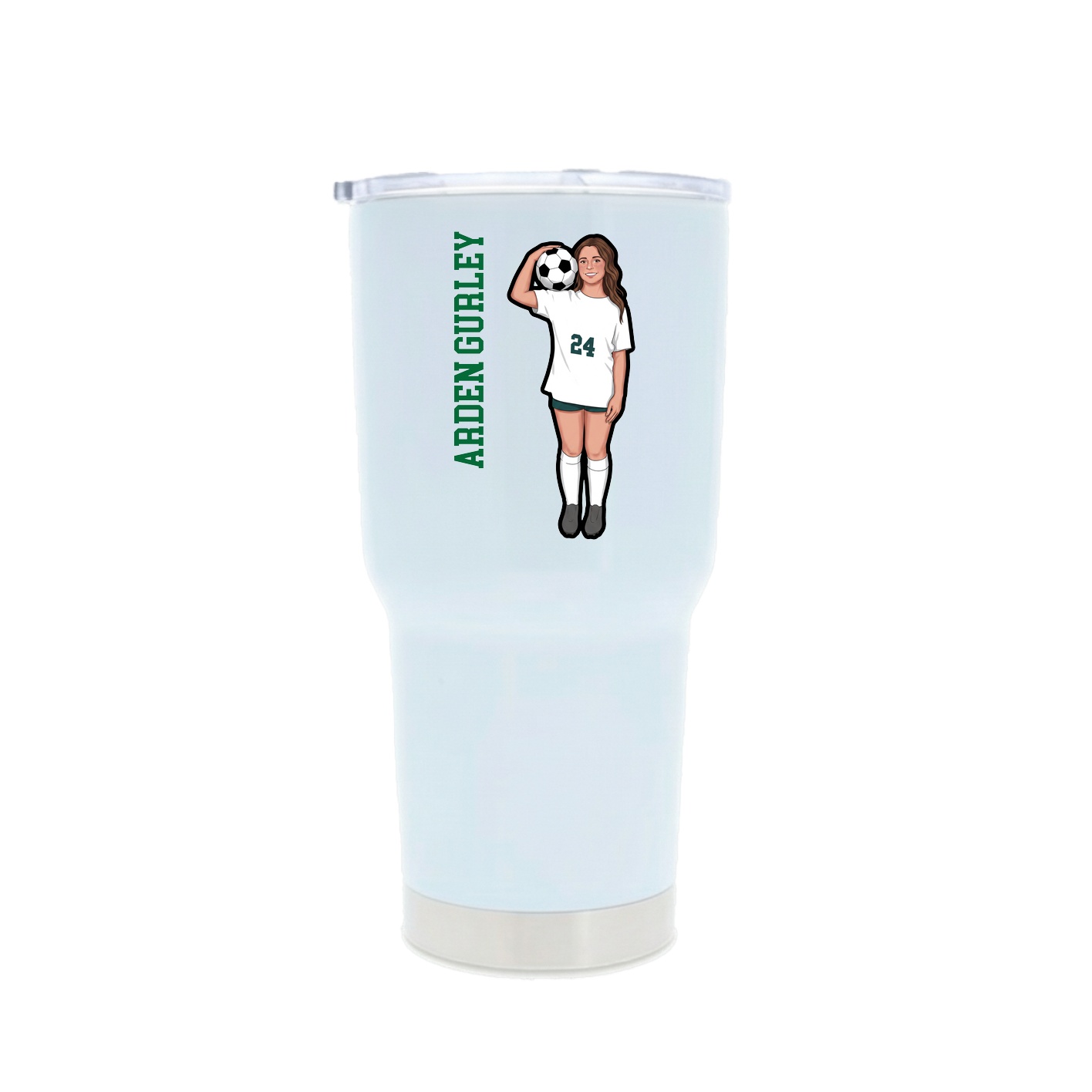 30oz Stainless Steel Tumbler — Name Vertical in White